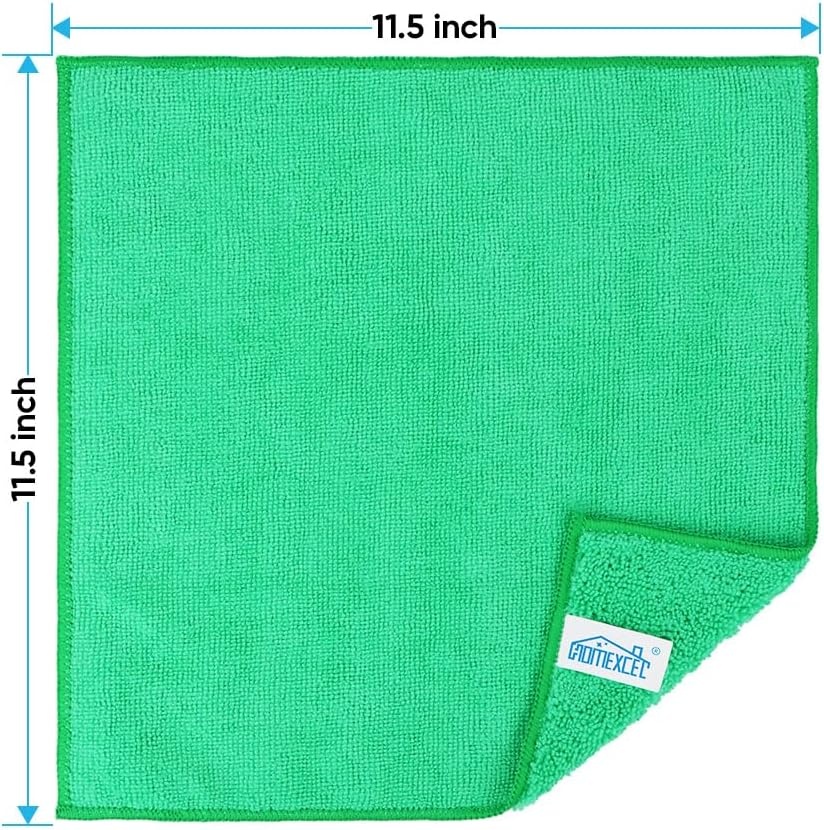 image:imageHOMEXCEL 8PK Microfiber Cleaning Cloth Cleaning Rags for Home 115x115inGreen