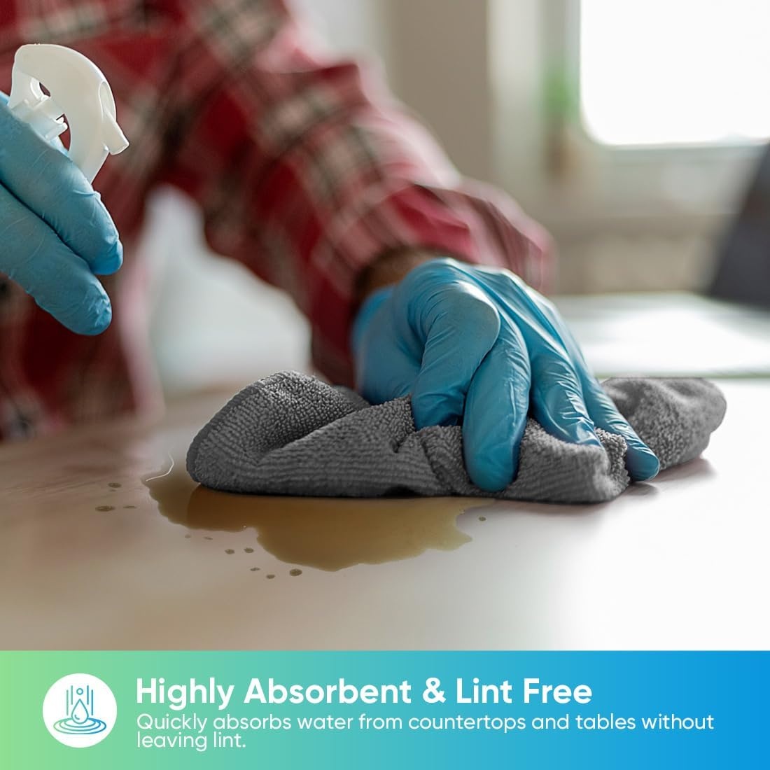 image:imageHOMEXCEL 8PK Microfiber Cleaning Cloth Cleaning Rags for Home 115x115inGrey