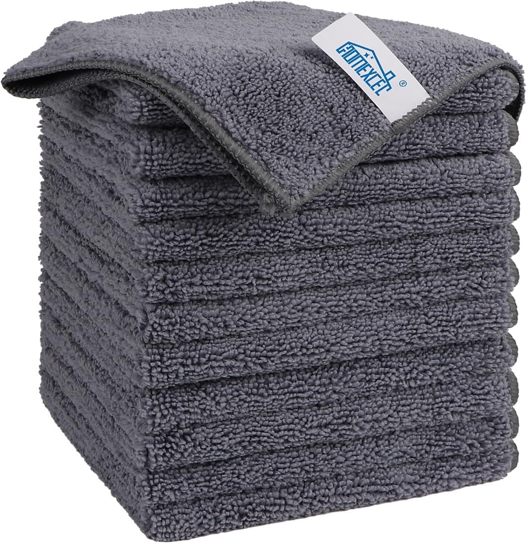 image:imageHOMEXCEL 8PK Microfiber Cleaning Cloth Cleaning Rags for Home 115x115inGrey