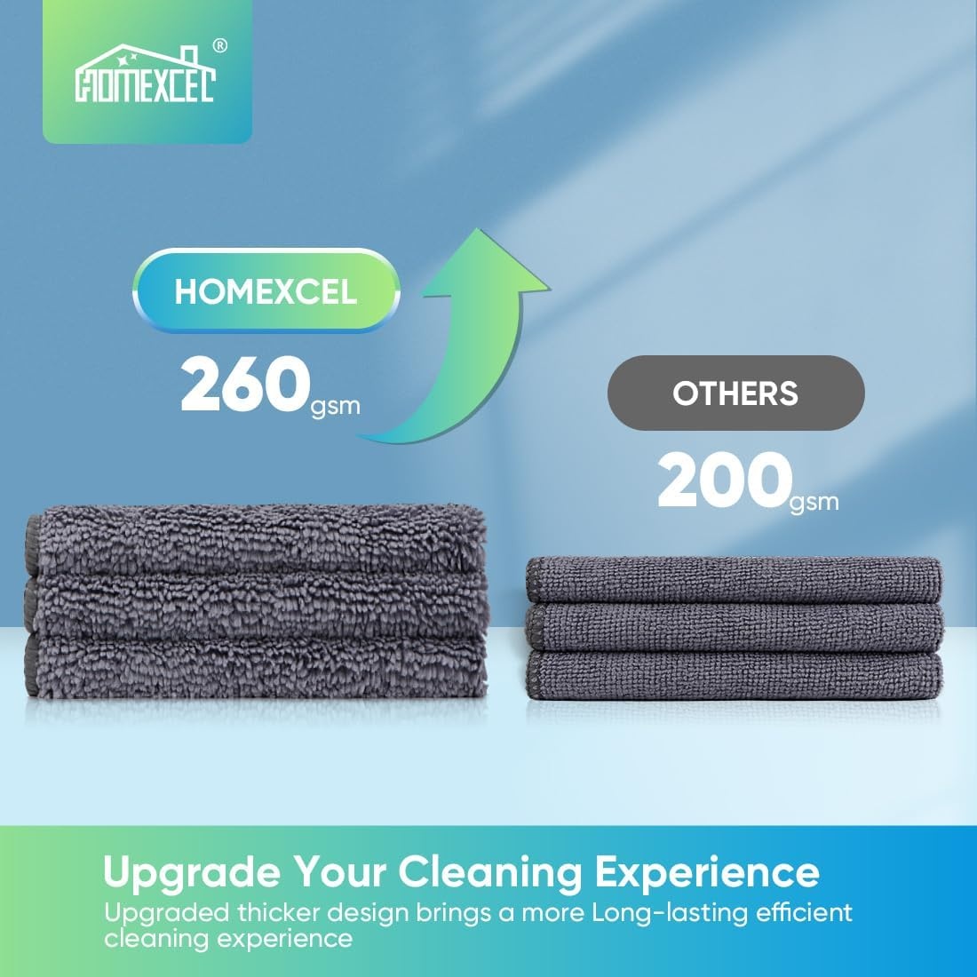 image:imageHOMEXCEL 8PK Microfiber Cleaning Cloth Cleaning Rags for Home 115x115inGrey