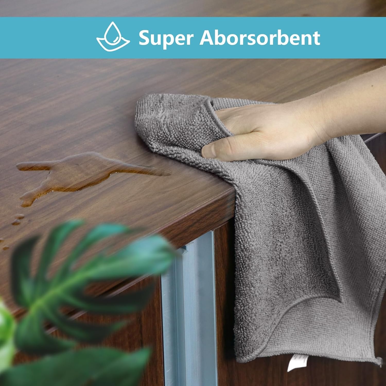 image:imageHOMEXCEL 8PK Microfiber Cleaning Cloth Cleaning Rags for Home 115x115inGrey