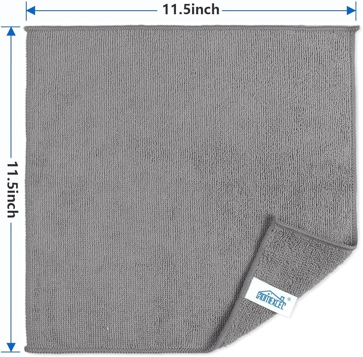 image:imageHOMEXCEL 8PK Microfiber Cleaning Cloth Cleaning Rags for Home 115x115inGrey