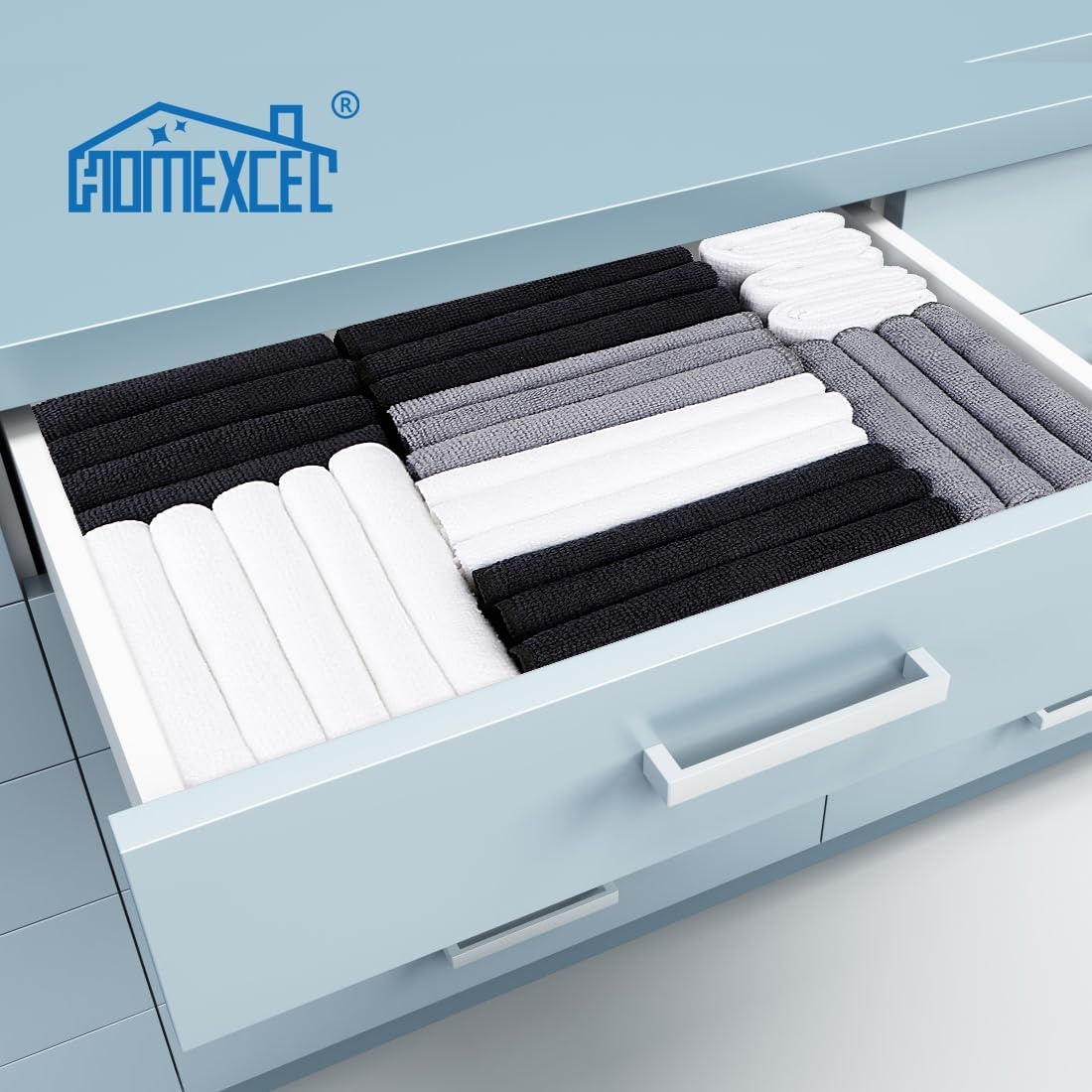 image:imageHOMEXCEL 8PK Microfiber Cleaning Cloth Cleaning Rags for Home 115x115inGrey