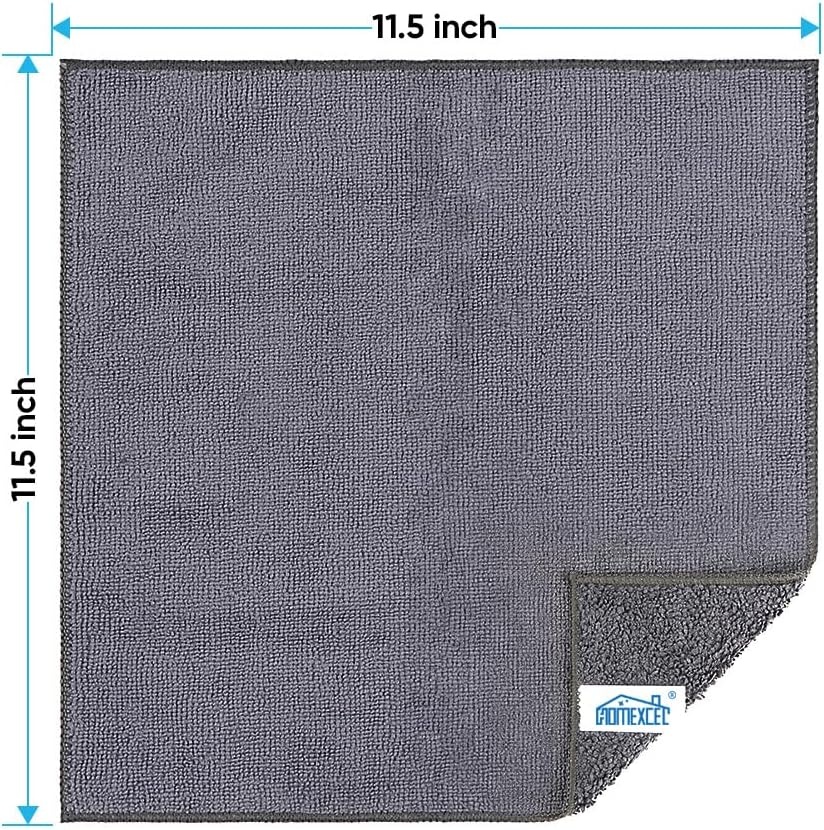 image:imageHOMEXCEL 8PK Microfiber Cleaning Cloth Cleaning Rags for Home 115x115inGrey