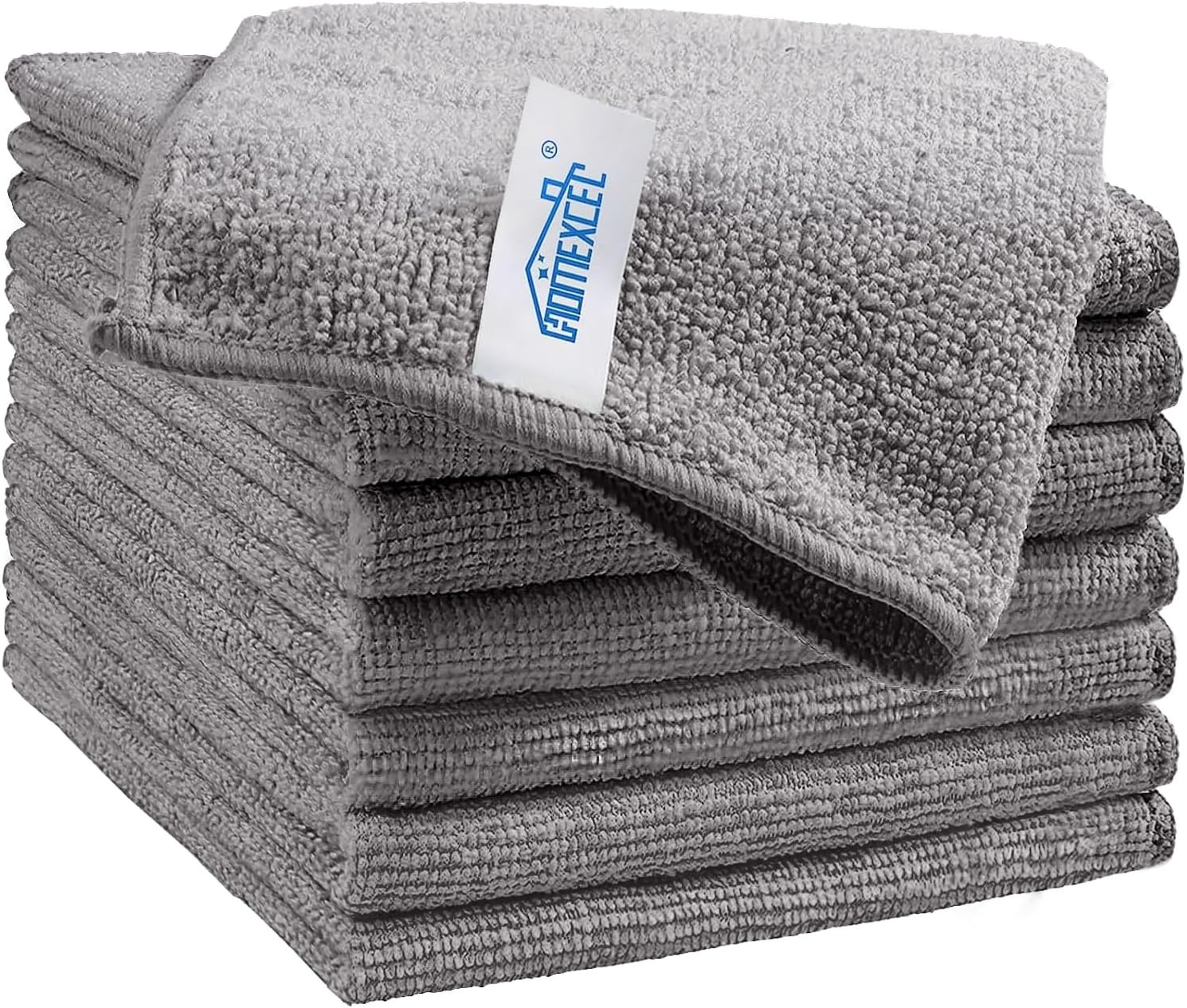 image:imageHOMEXCEL 8PK Microfiber Cleaning Cloth Cleaning Rags for Home 115x115inGrey