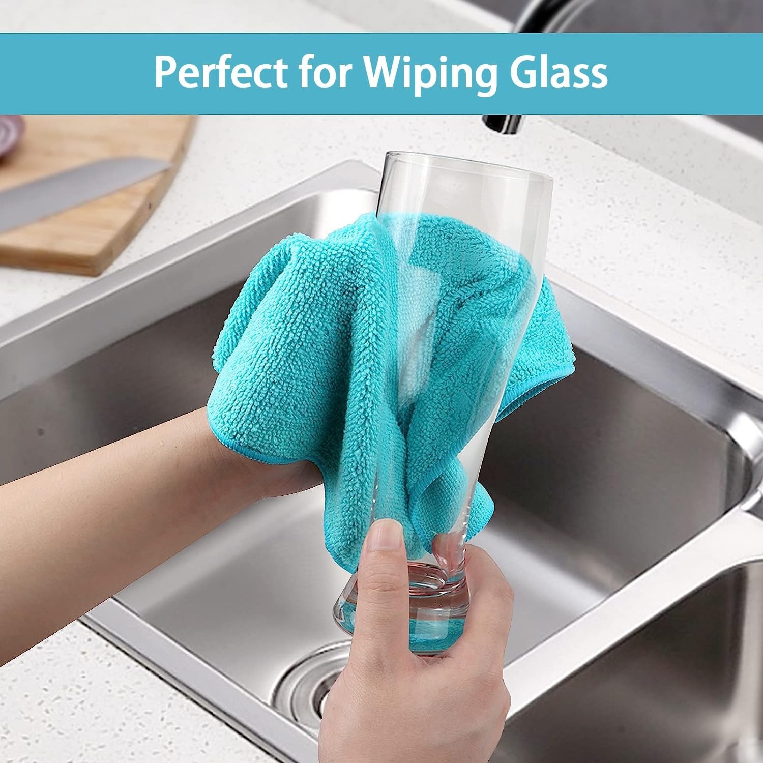 image:imageHOMEXCEL 8PK Microfiber Cleaning Cloth Cleaning Rags for Home 115x115inMulticolor