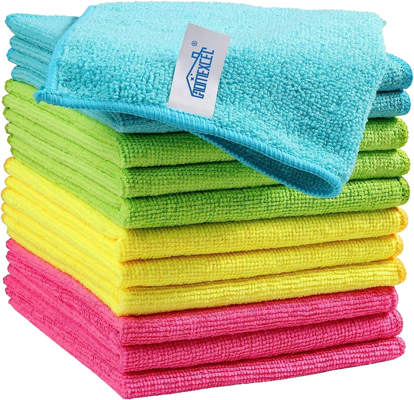 image:imageHOMEXCEL 8PK Microfiber Cleaning Cloth Cleaning Rags for Home 115x115inMulticolor