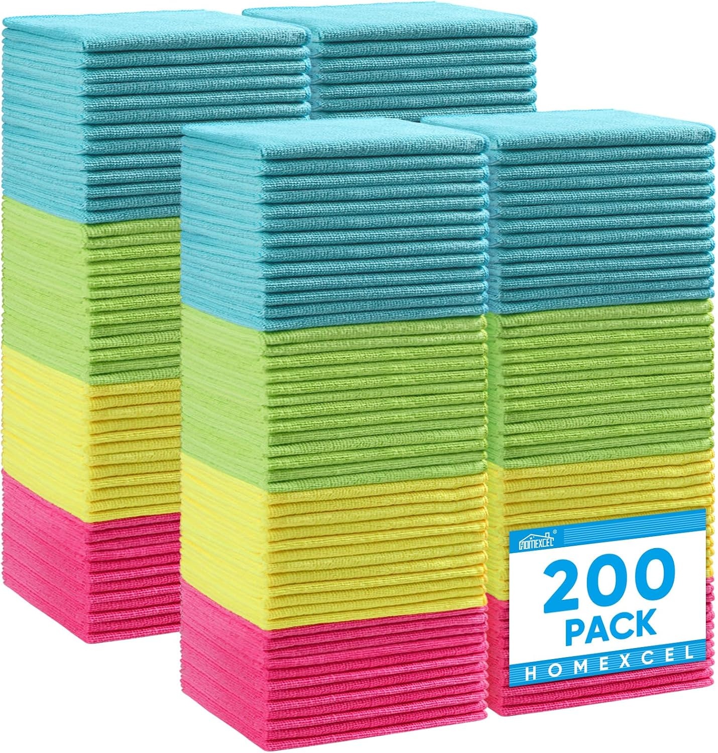 image:imageHOMEXCEL 8PK Microfiber Cleaning Cloth Cleaning Rags for Home 115x115inMulticolor