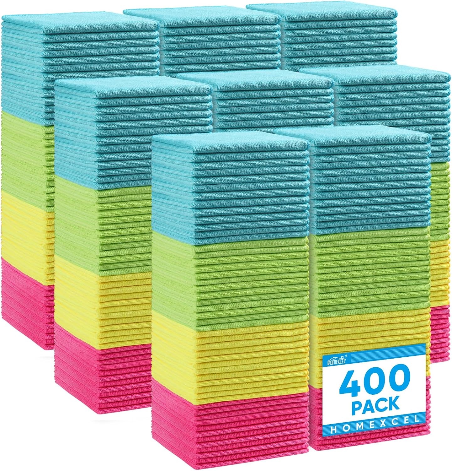 image:imageHOMEXCEL 8PK Microfiber Cleaning Cloth Cleaning Rags for Home 115x115inMulticolor