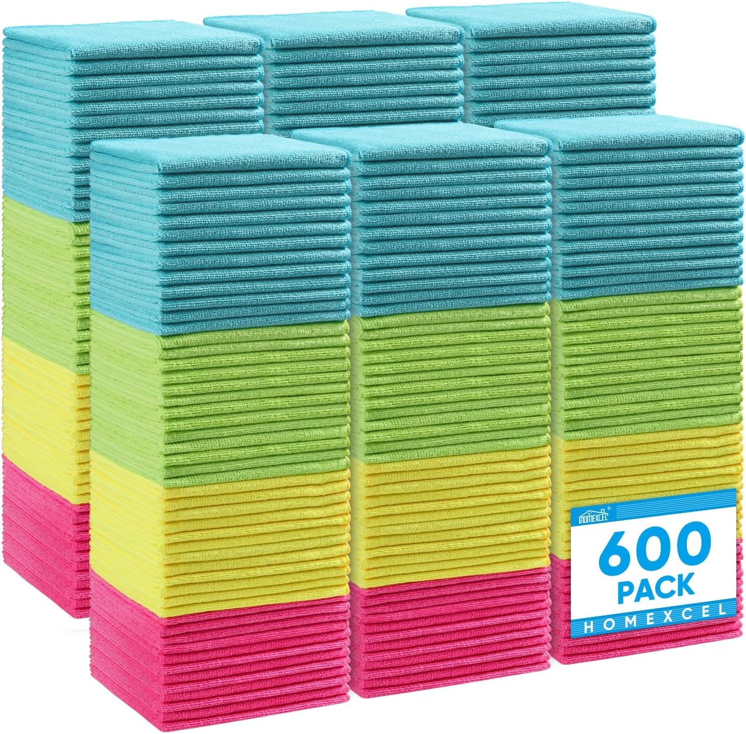 image:imageHOMEXCEL 8PK Microfiber Cleaning Cloth Cleaning Rags for Home 115x115inMulticolor