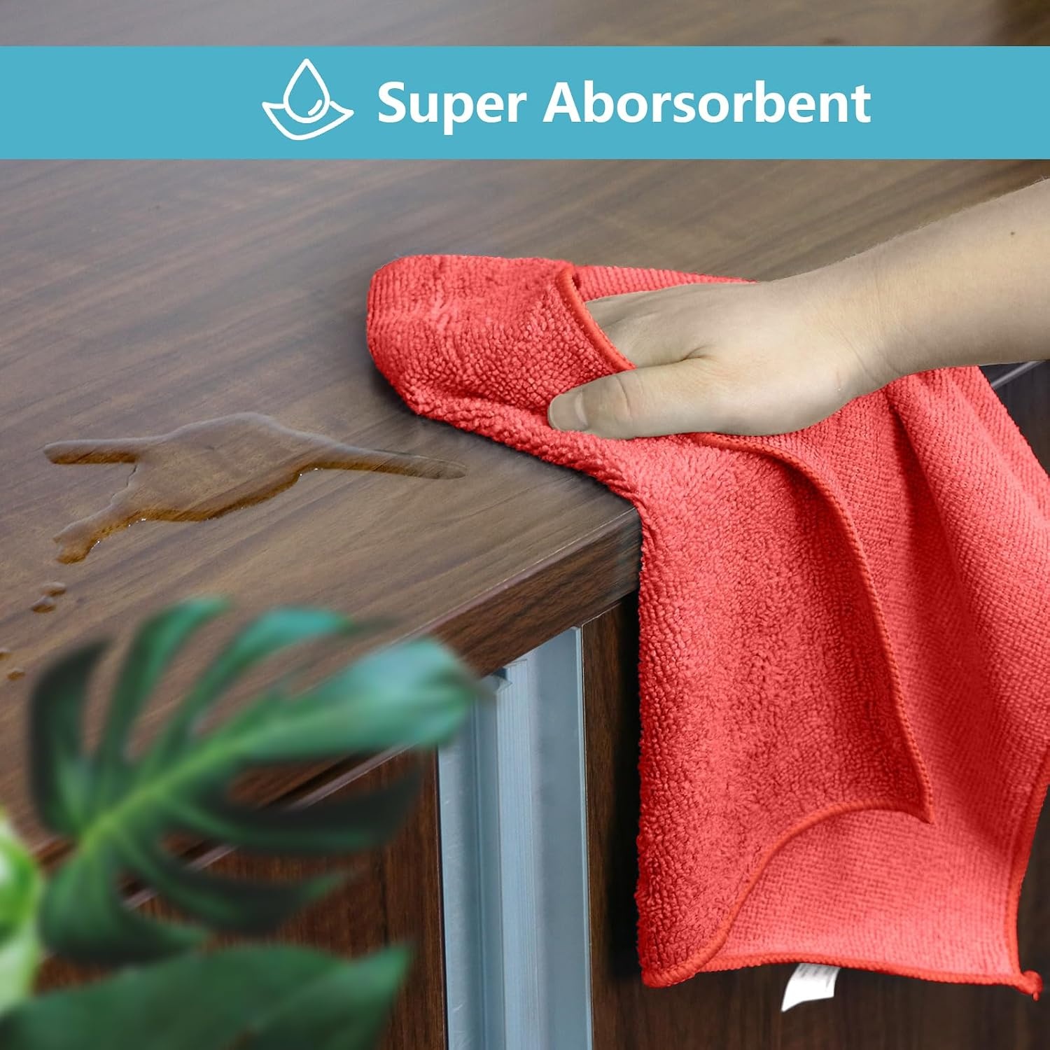 image:imageHOMEXCEL 8PK Microfiber Cleaning Cloth Cleaning Rags for Home 115x115inRed