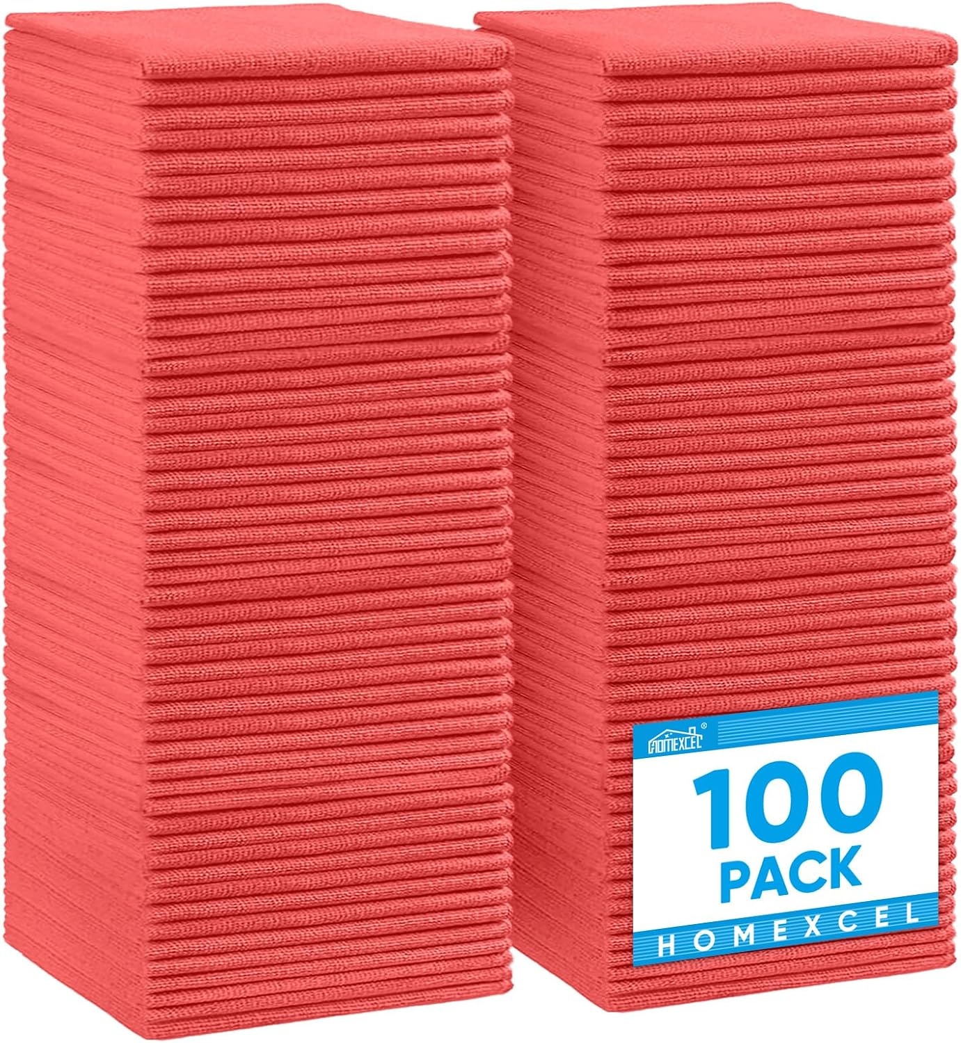image:imageHOMEXCEL 8PK Microfiber Cleaning Cloth Cleaning Rags for Home 115x115inRed