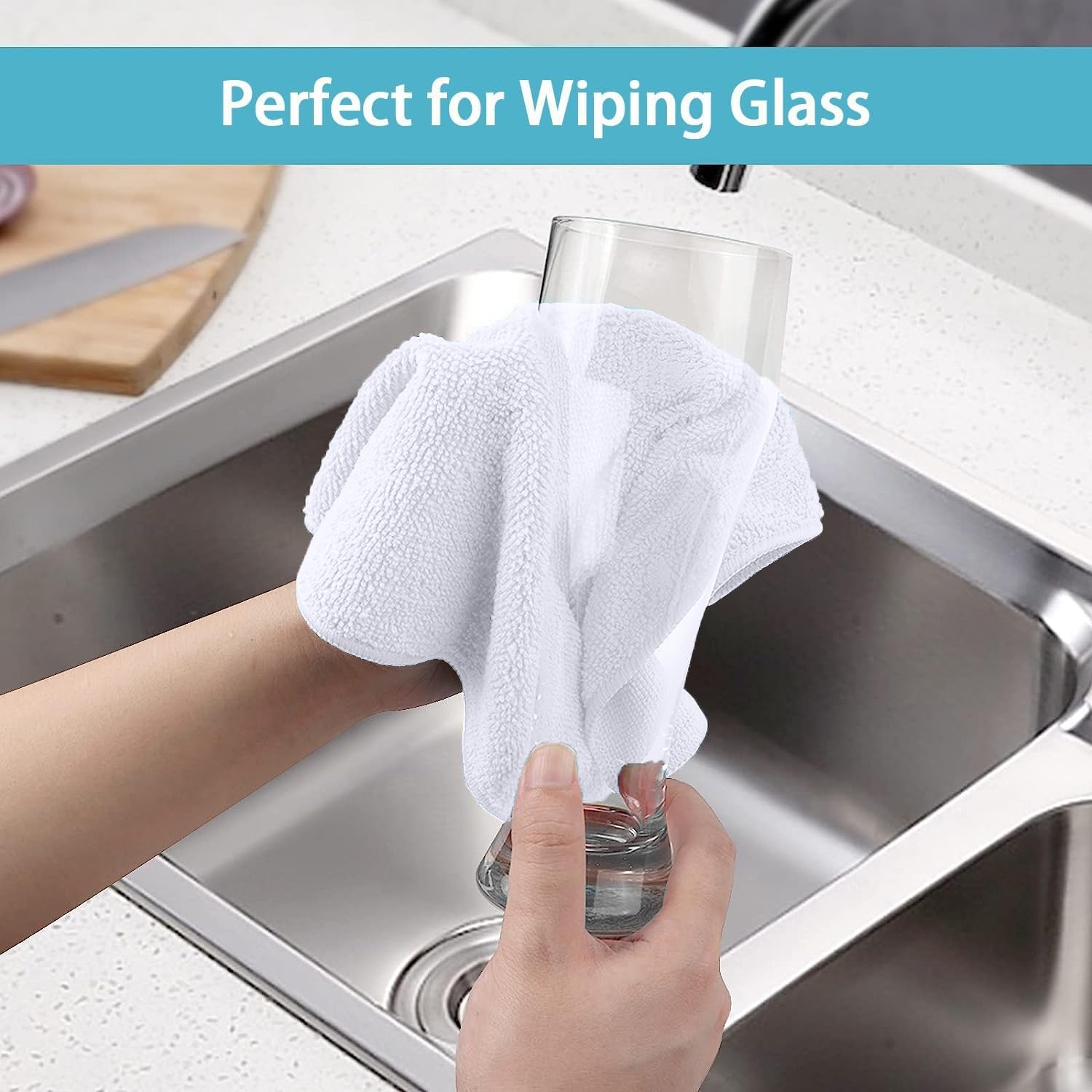 image:imageHOMEXCEL 8PK Microfiber Cleaning Cloth Cleaning Rags for Home 115x115inWhite