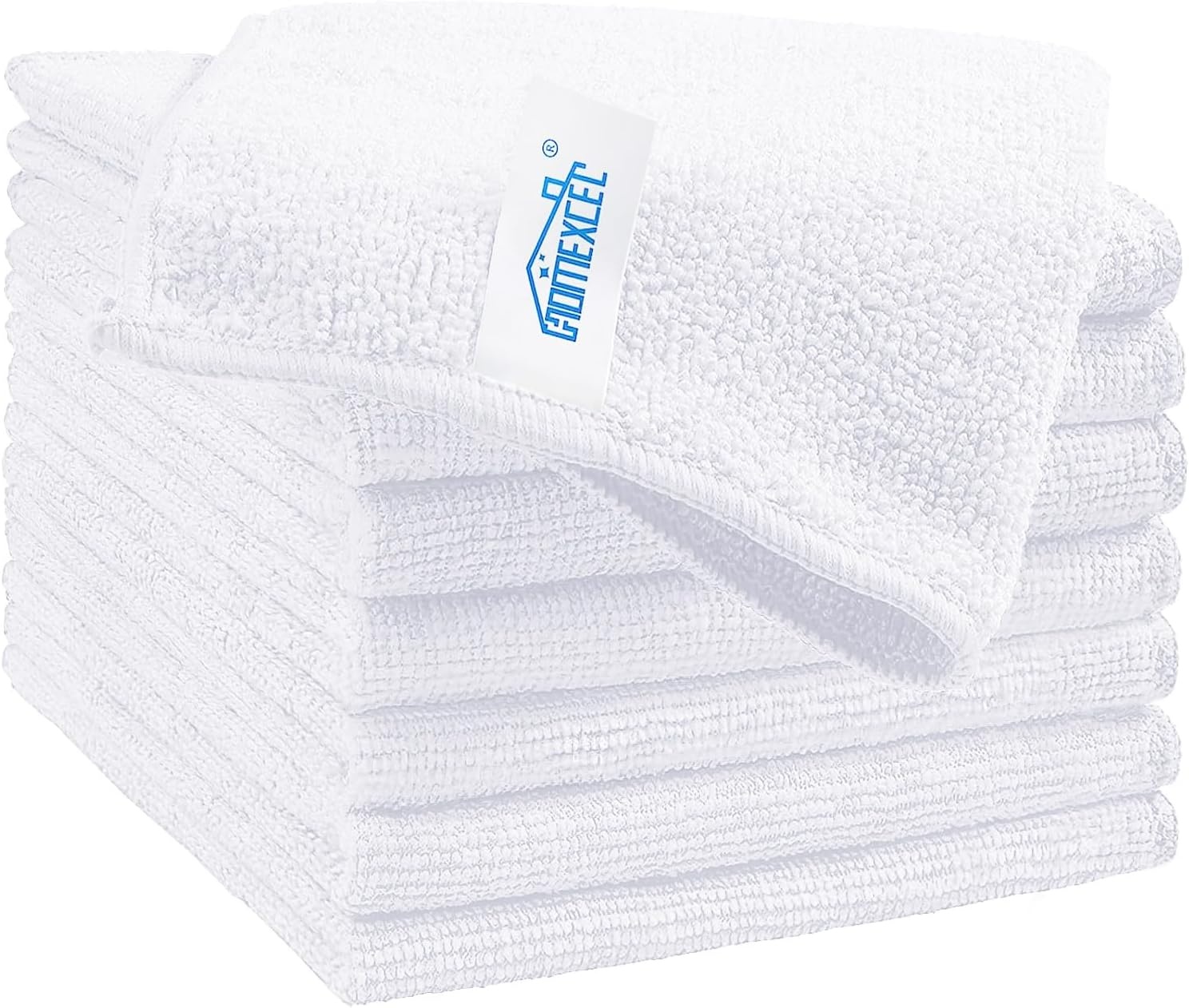 image:imageHOMEXCEL 8PK Microfiber Cleaning Cloth Cleaning Rags for Home 115x115inWhite