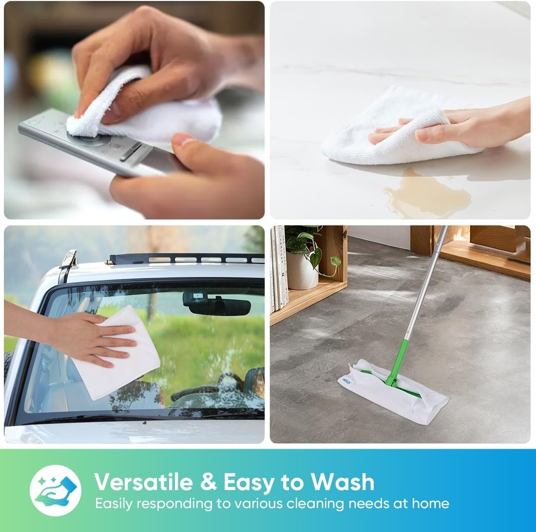 image:imageHOMEXCEL 8PK Microfiber Cleaning Cloth Cleaning Rags for Home 115x115inWhite