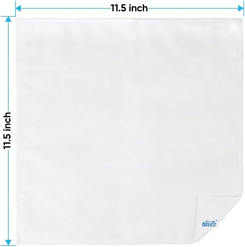 image:imageHOMEXCEL 8PK Microfiber Cleaning Cloth Cleaning Rags for Home 115x115inWhite