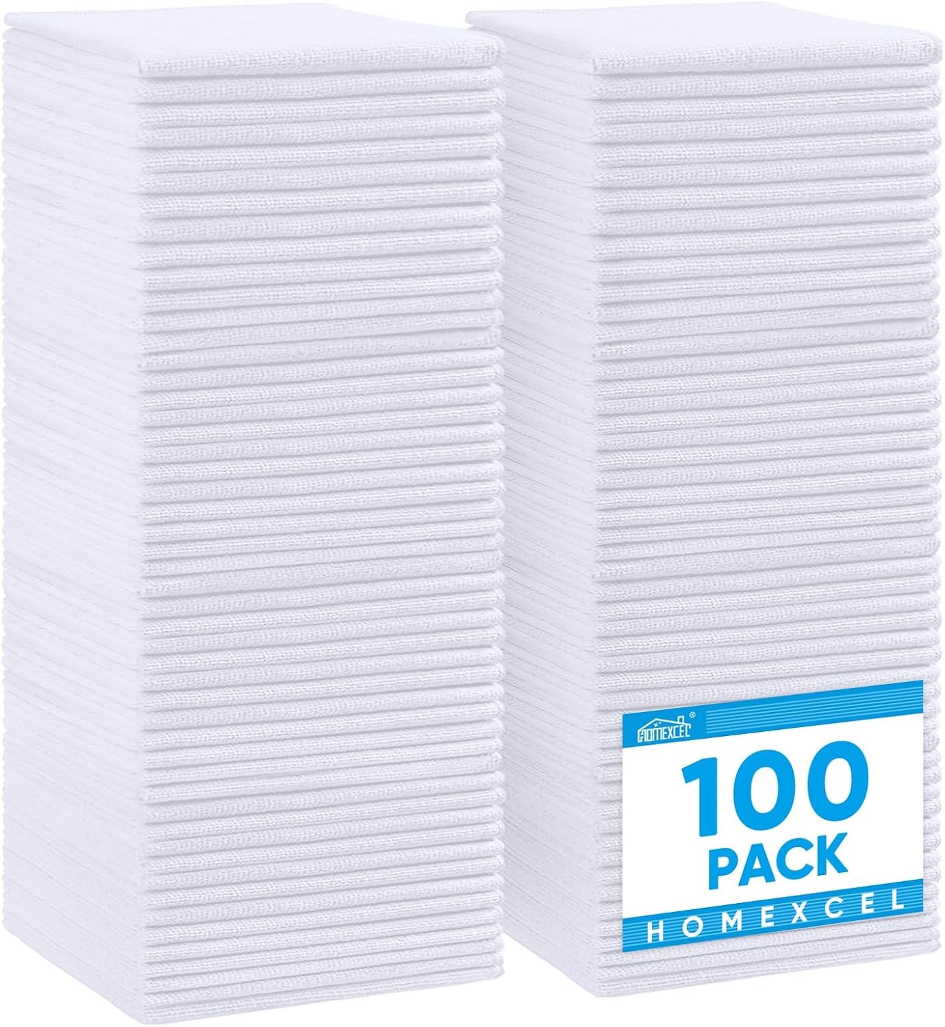 image:imageHOMEXCEL 8PK Microfiber Cleaning Cloth Cleaning Rags for Home 115x115inWhite
