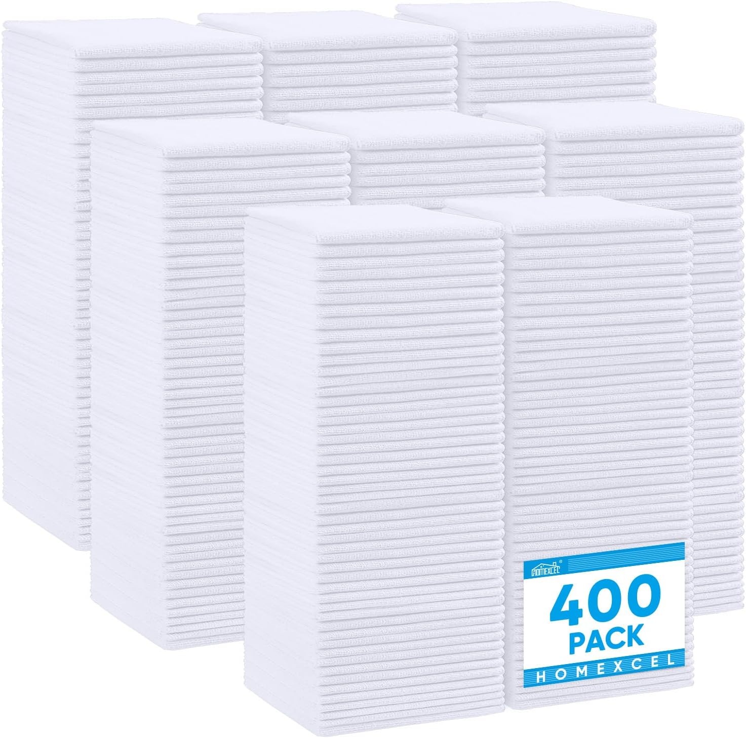 image:imageHOMEXCEL 8PK Microfiber Cleaning Cloth Cleaning Rags for Home 115x115inWhite