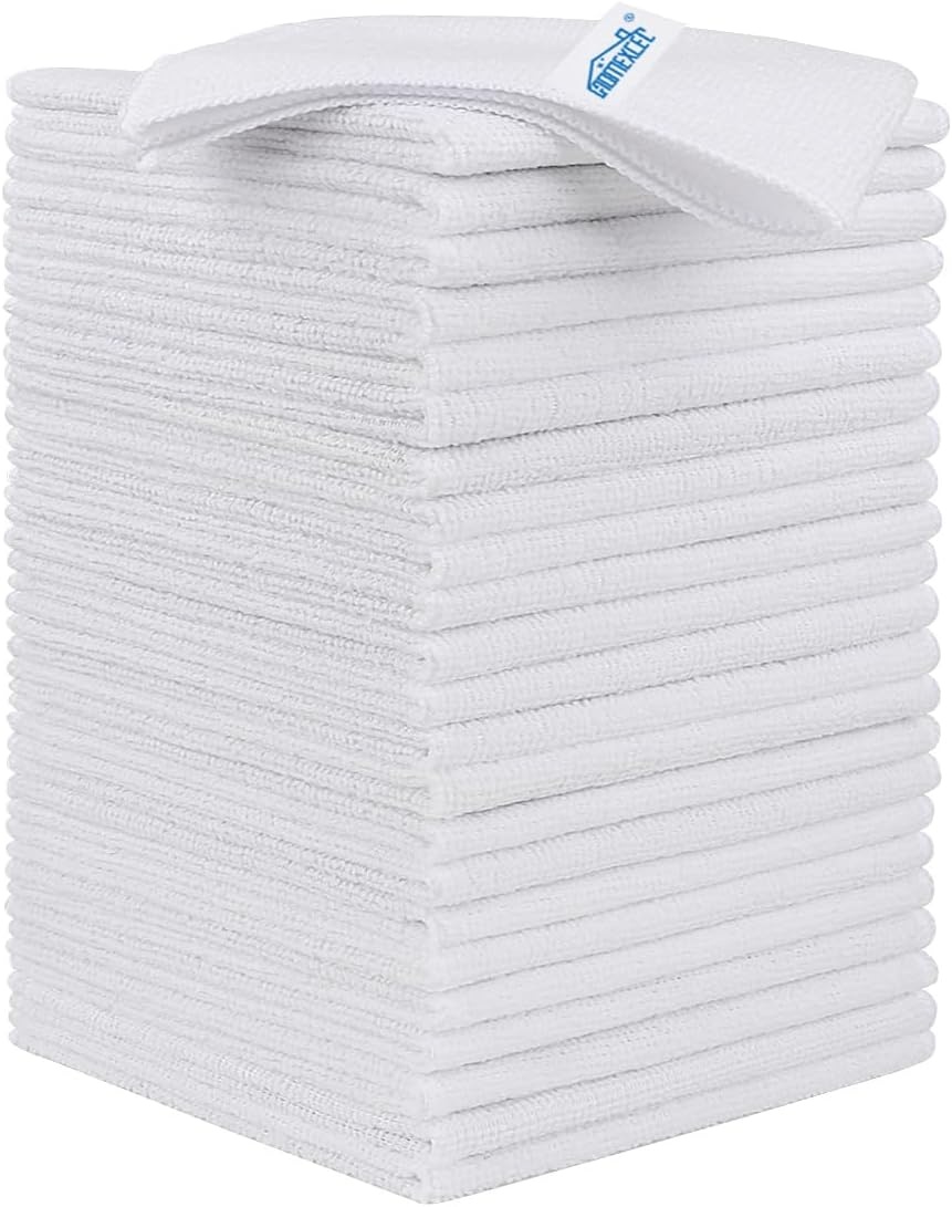image:imageHOMEXCEL 8PK Microfiber Cleaning Cloth Cleaning Rags for Home 115x115inWhite