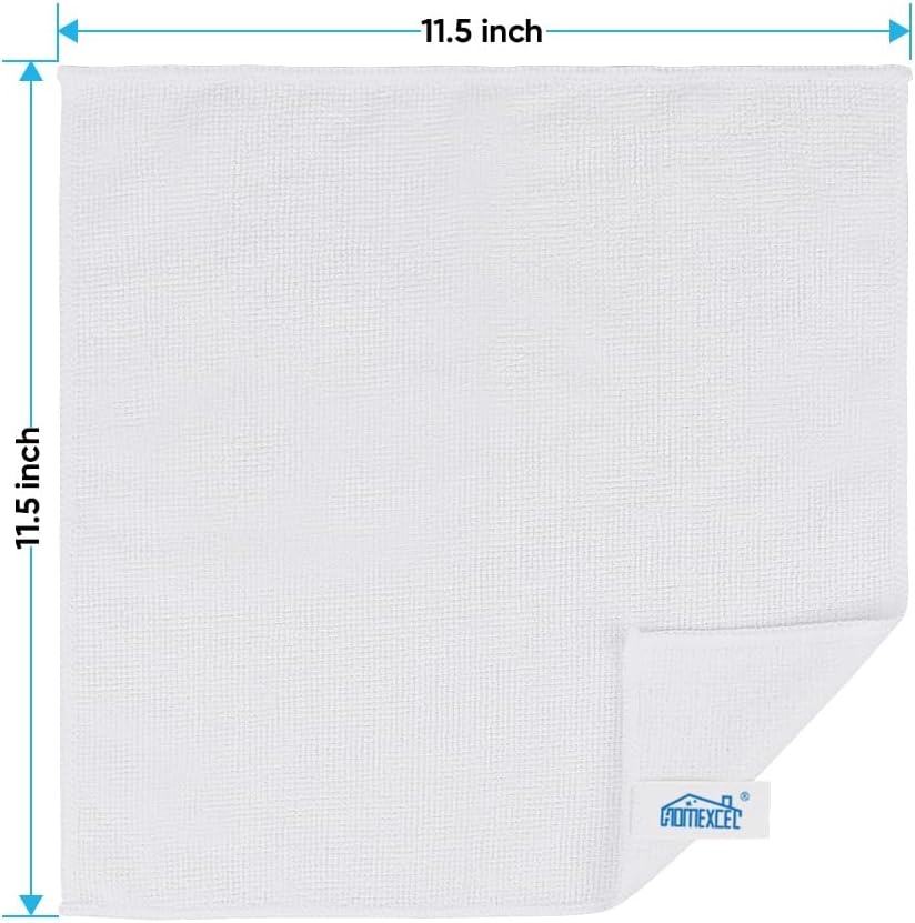 image:imageHOMEXCEL 8PK Microfiber Cleaning Cloth Cleaning Rags for Home 115x115inWhite