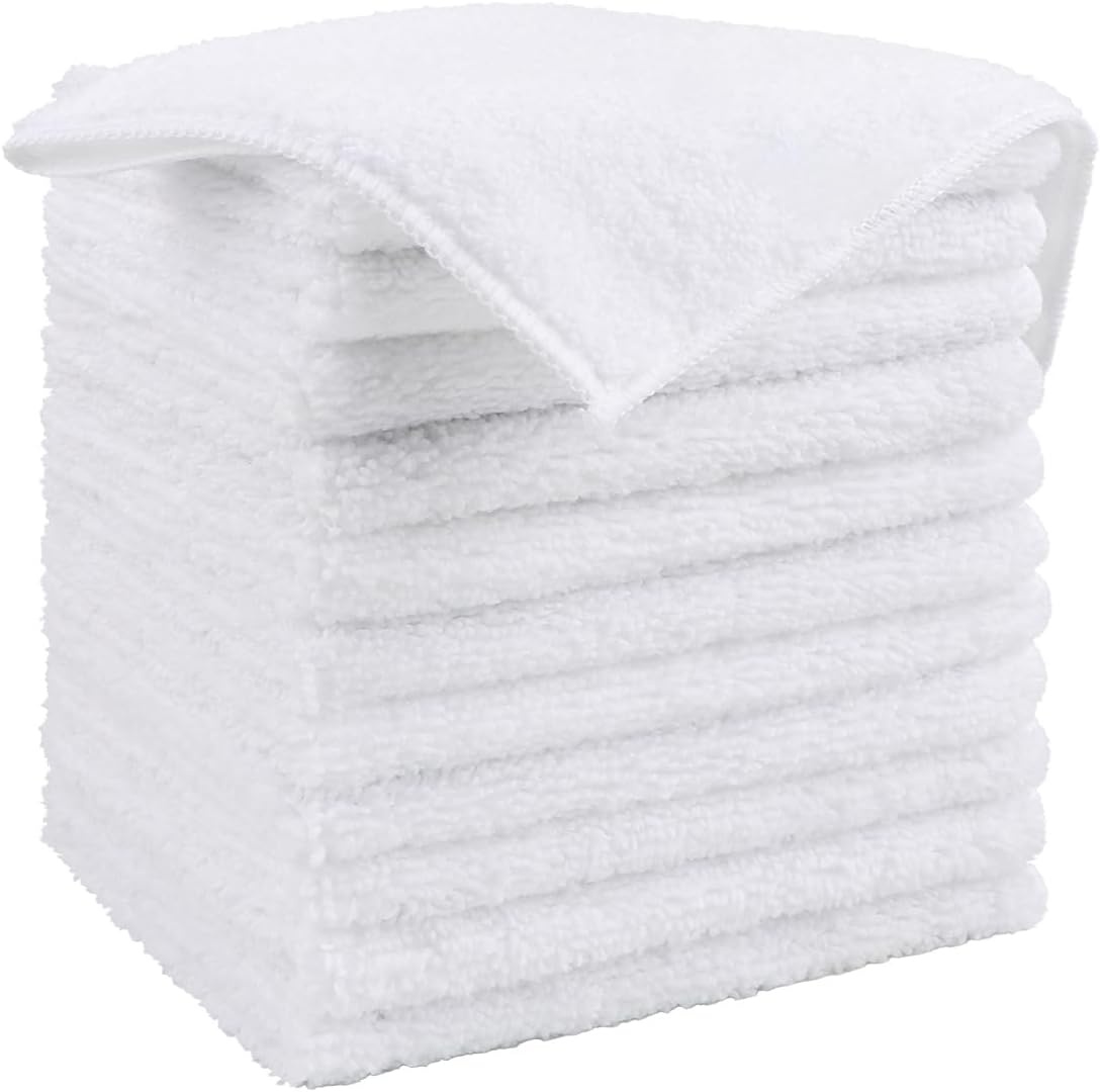 image:imageHOMEXCEL 8PK Microfiber Cleaning Cloth Cleaning Rags for Home 115x115inWhite