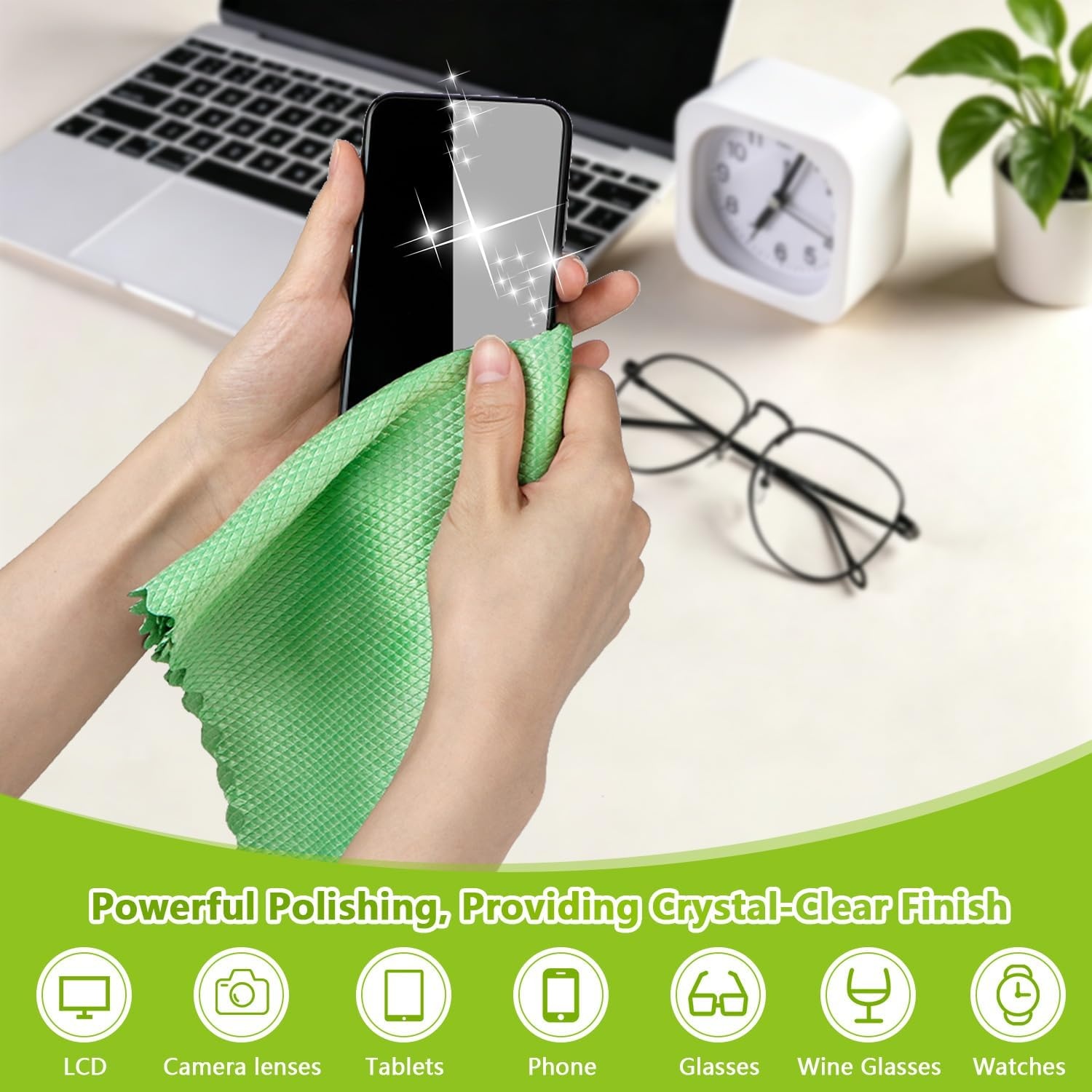image:imageHOMEXCEL Glass Cleaning Cloths 6 PK Lint Free Towel for Windows MirrorsMulticolor