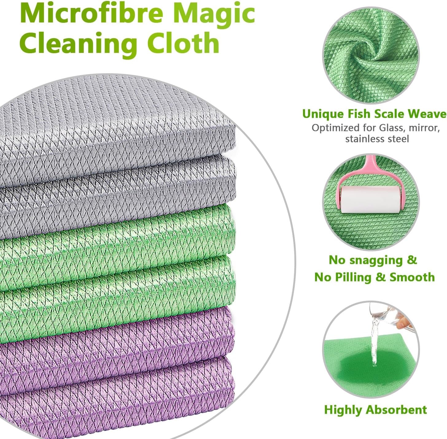 image:imageHOMEXCEL Glass Cleaning Cloths 6 PK Lint Free Towel for Windows MirrorsMulticolor