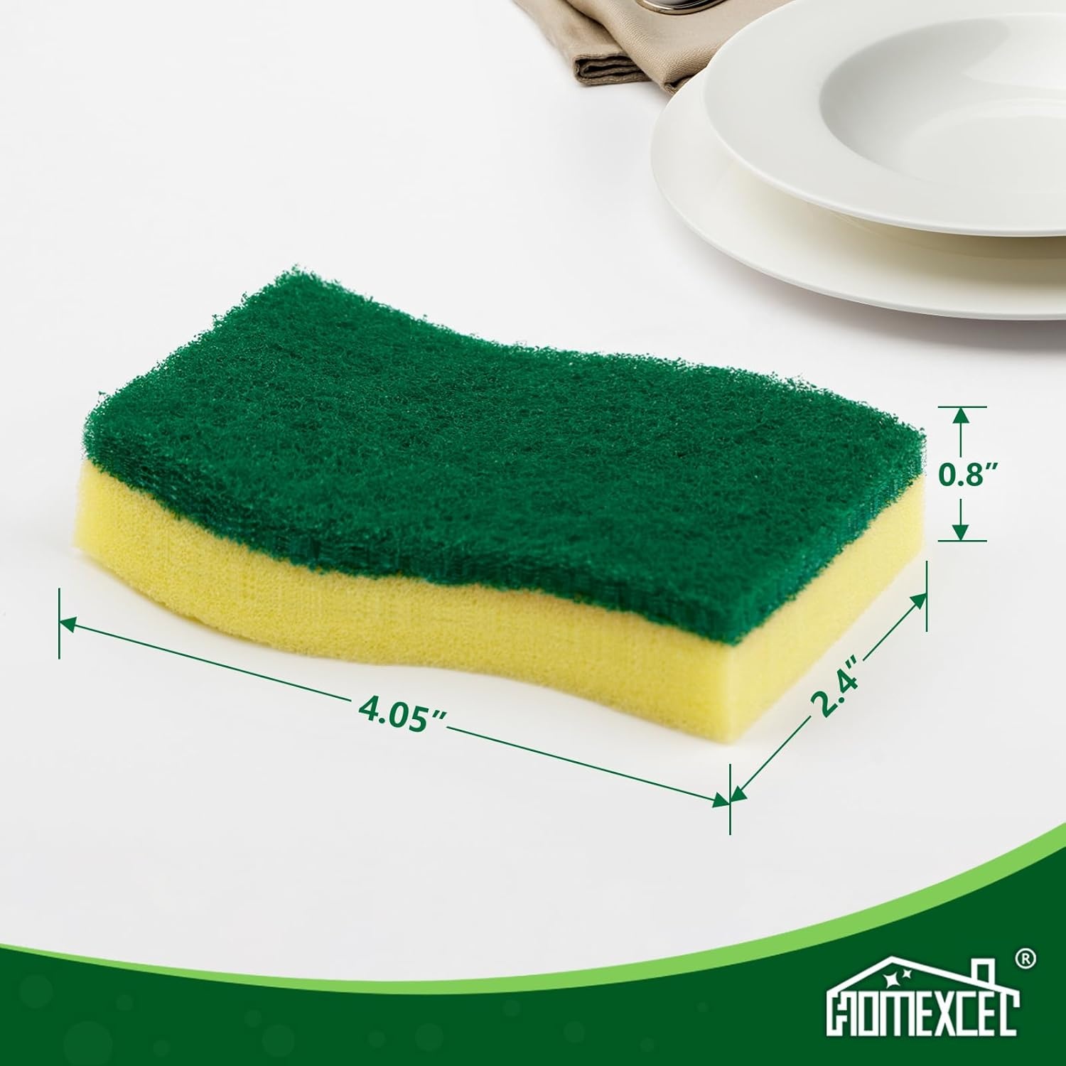 image:imageHOMEXCEL Heavy Duty Scrub Sponges Kitchen 60 Count ExtraLarge Sponges for Cleaning Kitchen and Household Dish Scrubber for Washing Dishes Pots and PansYellow S Shape