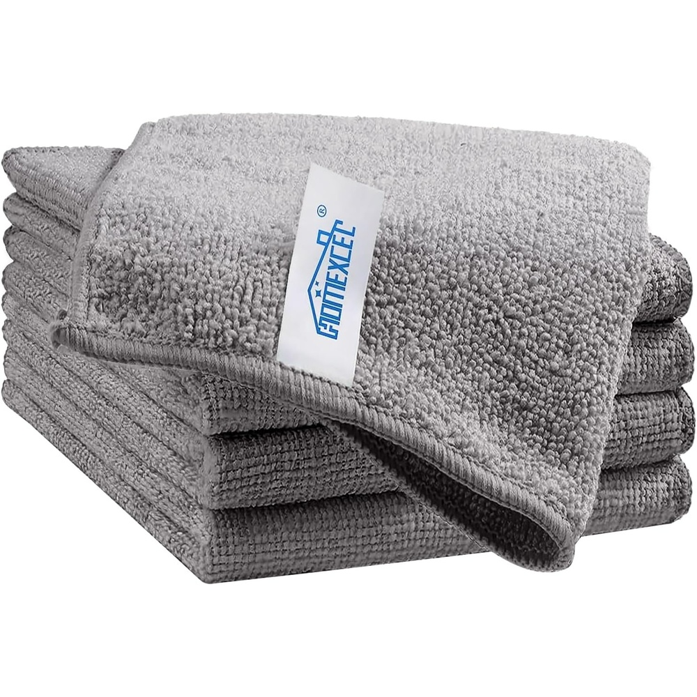 image:imageHOMEXCEL 8PK Microfiber Cleaning Cloth Cleaning Rags for Home 115x115inGrey
