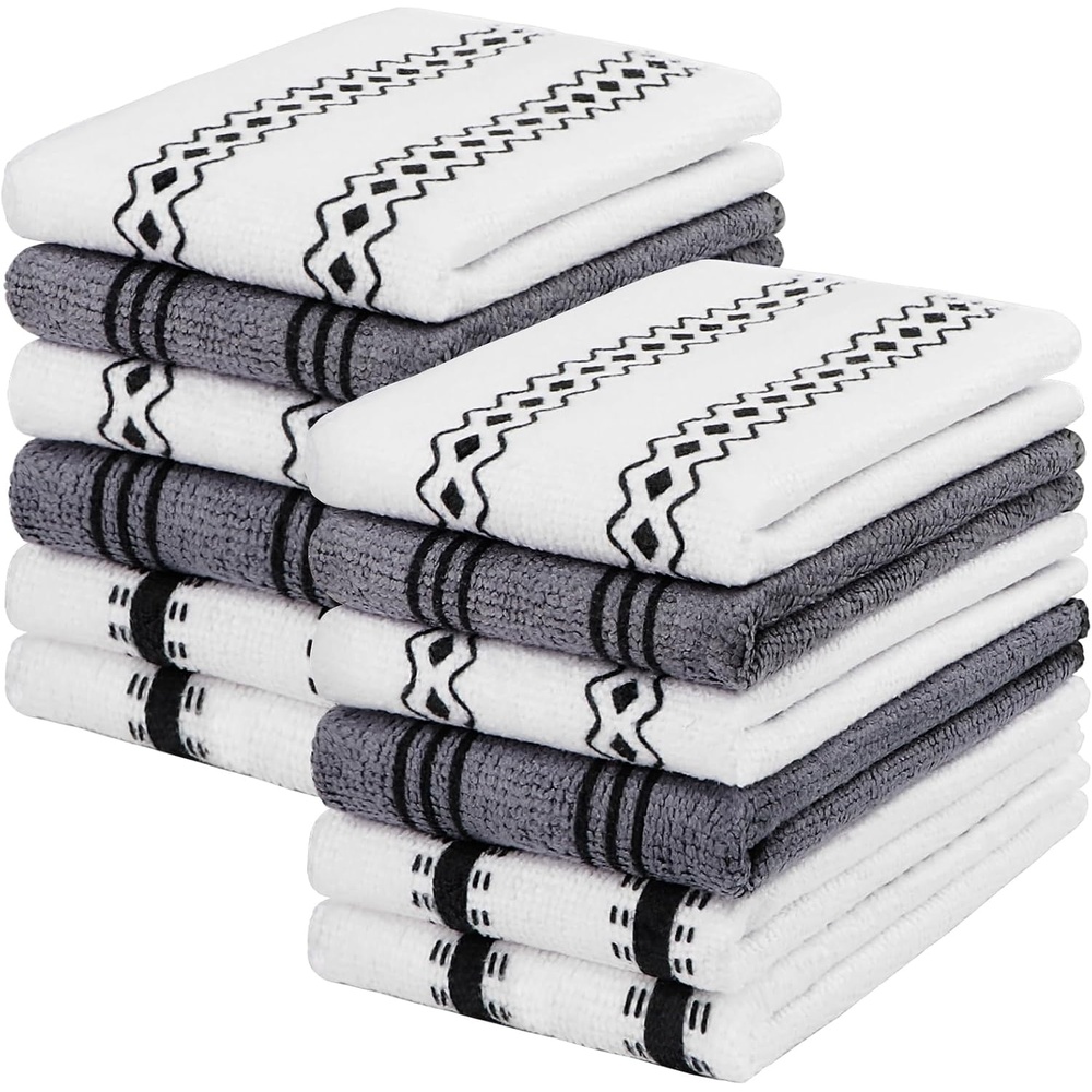 image:imageHOMEXCEL 8PK Microfiber Cleaning Cloth Cleaning Rags for Home 115x115inWhiteGrey