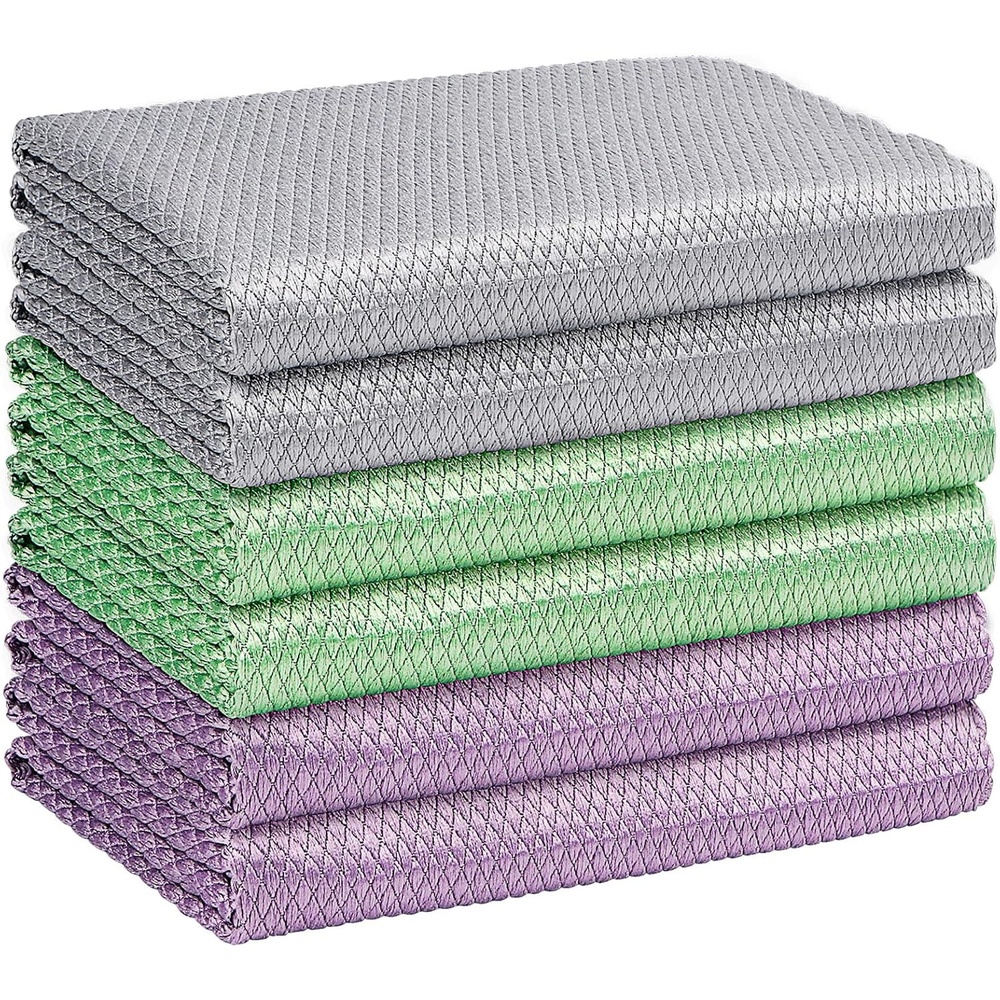 image:imageHOMEXCEL Glass Cleaning Cloths 6 PK Lint Free Towel for Windows MirrorsMulticolor