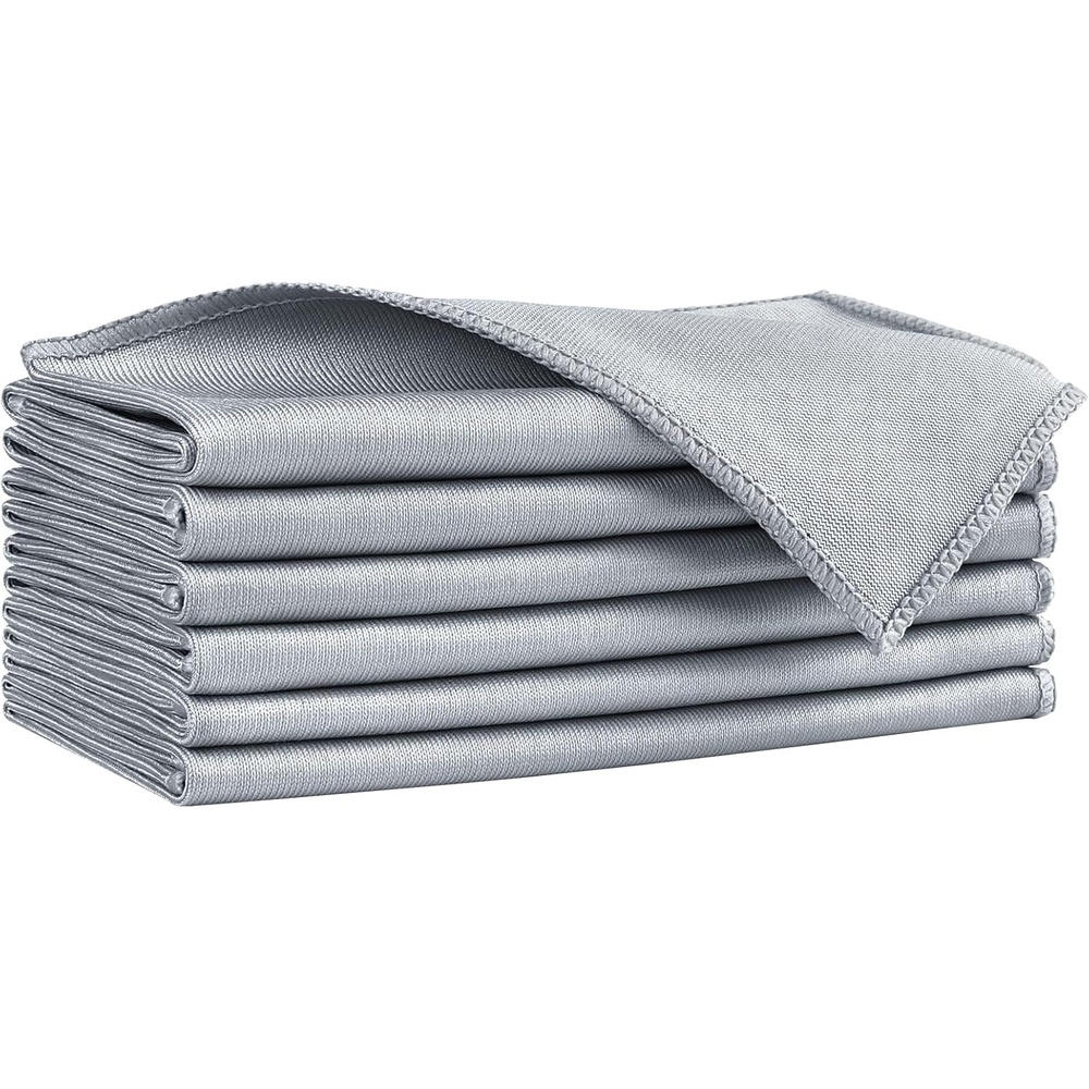 image:imageHOMEXCEL Glass Cleaning Cloths 6PK Streak Free Towel for Windows 14x16inGrey