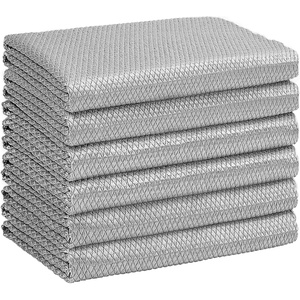 HOMEXCEL Glass Cleaning Cloths 6 PK, Lint Free Towel for Windows, Mirrors(Grey)