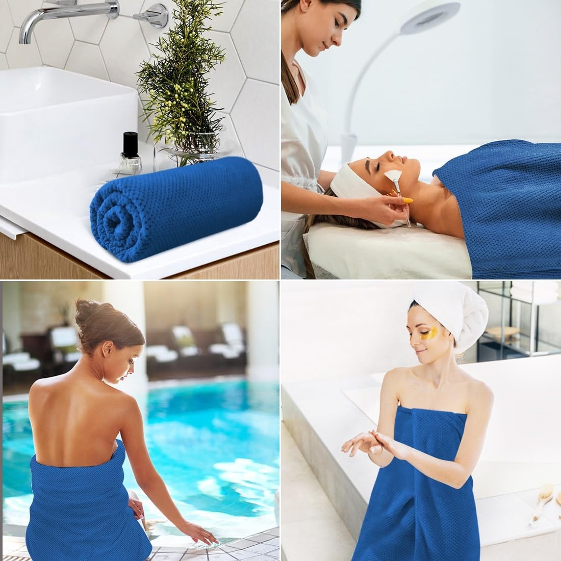 image:imageHOMEXCEL Bath Towels 2PK Microfiber Ultra Soft Bathroom Towel 27x54 inBlue