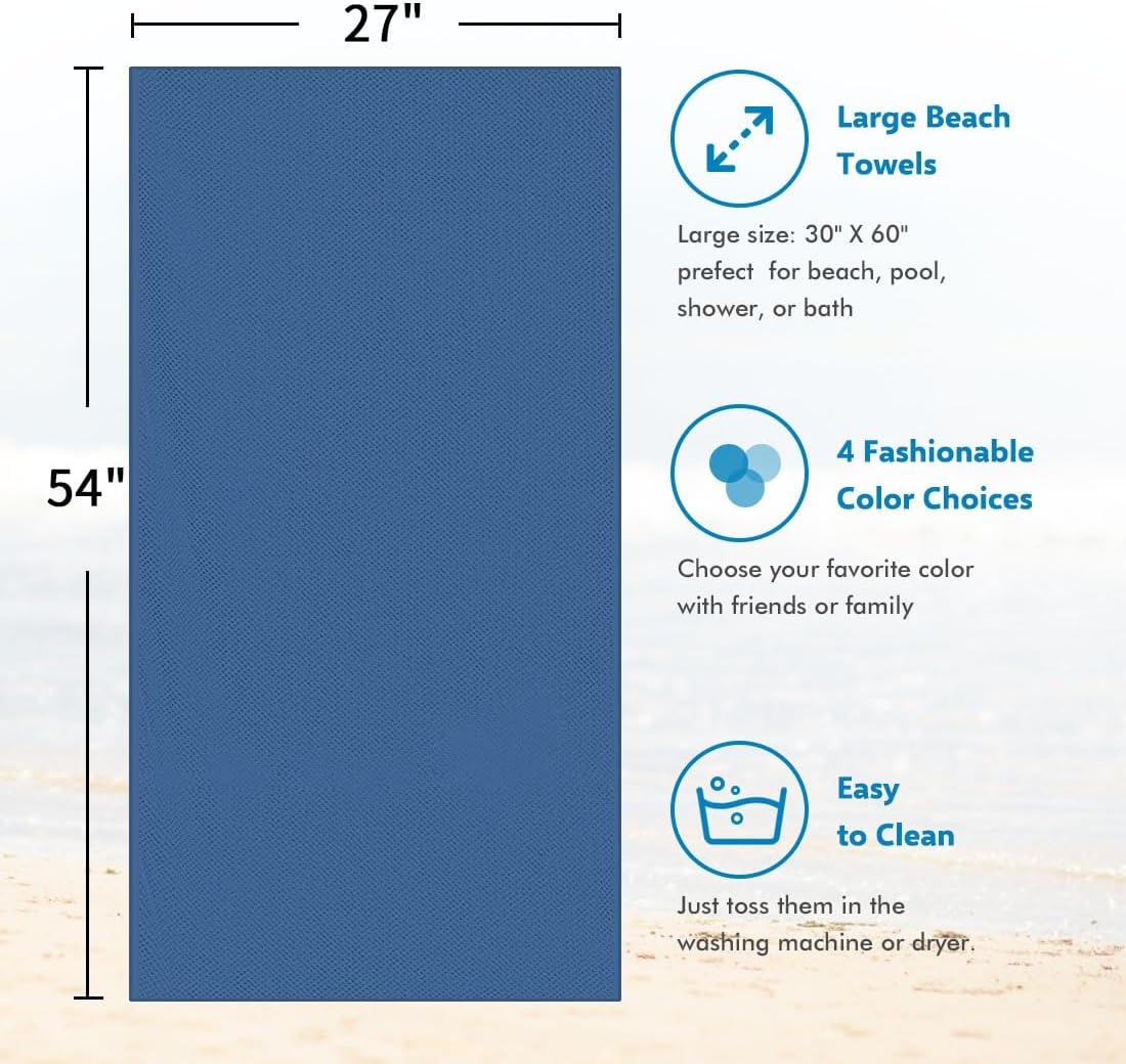 image:imageHOMEXCEL Bath Towels 2PK Microfiber Ultra Soft Bathroom Towel 27x54 inBlue