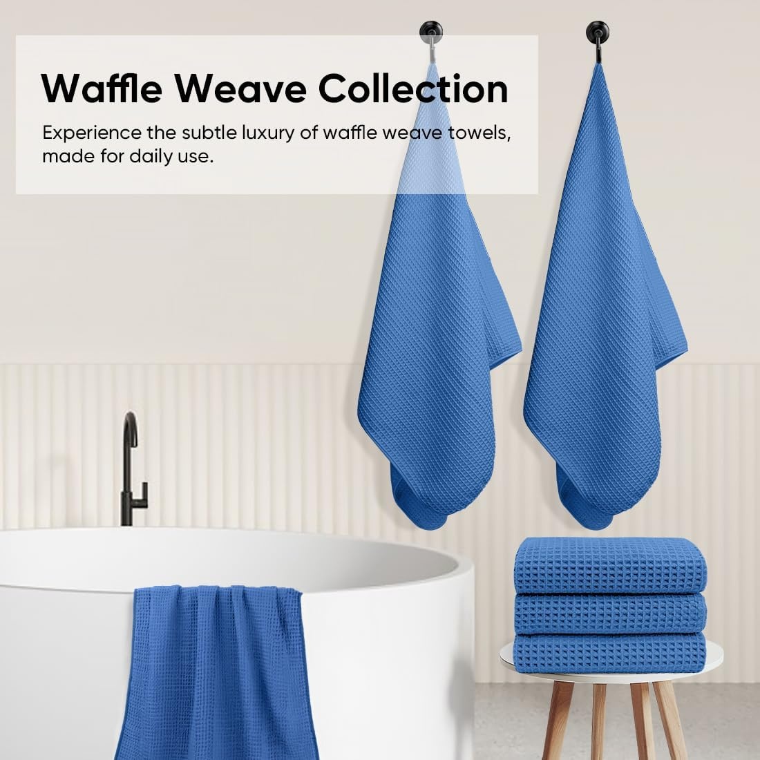image:imageHOMEXCEL Bath Towels 2PK Microfiber Ultra Soft Bathroom Towel 27x54 inBlue