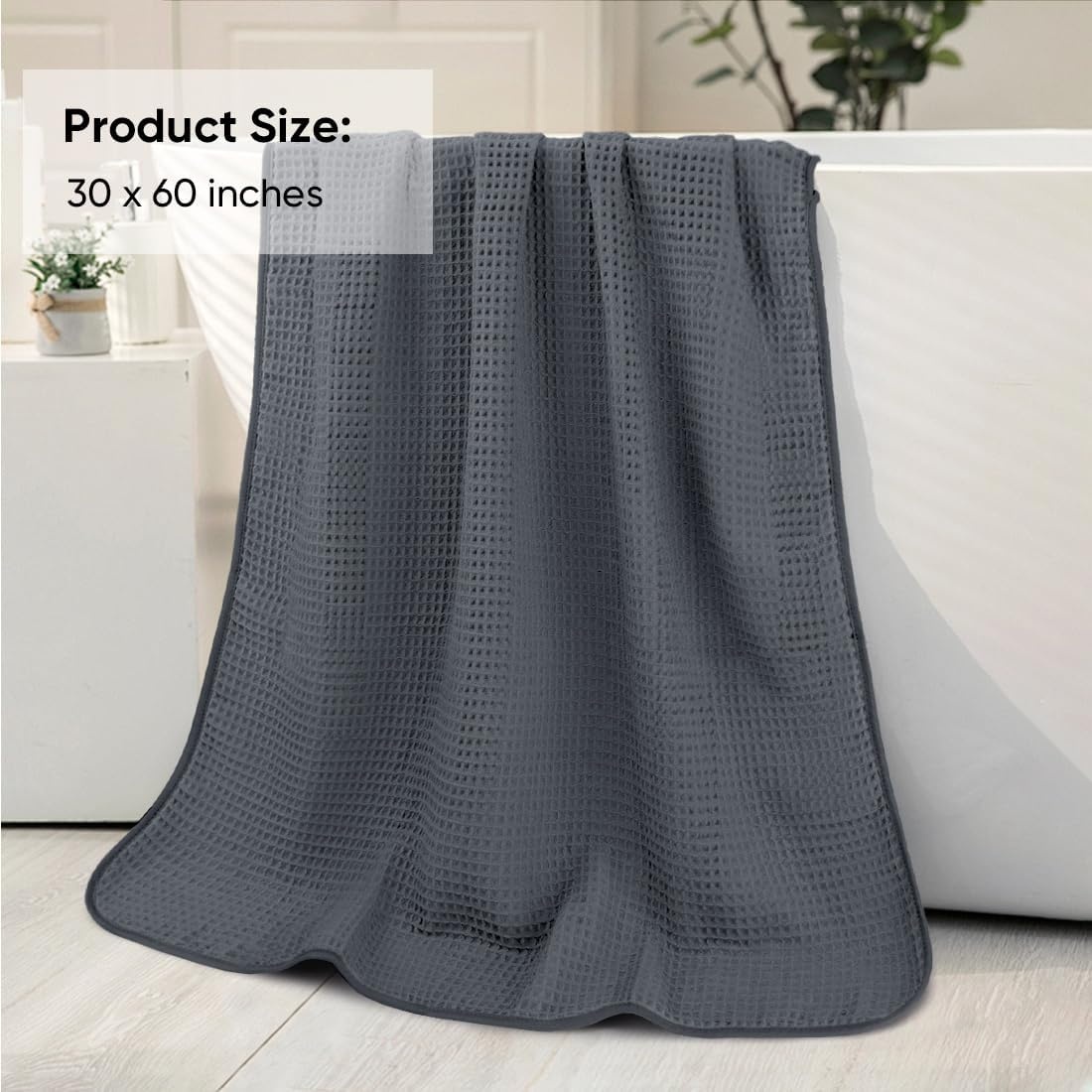 image:imageHOMEXCEL Bath Towels 2PK Microfiber Ultra Soft Bathroom Towel 27x54 inGrey