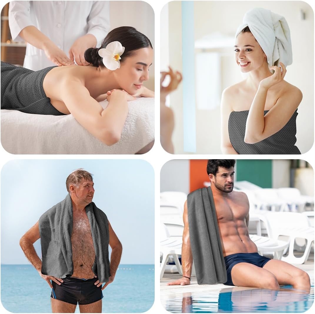 image:imageHOMEXCEL Bath Towels 2PK Microfiber Ultra Soft Bathroom Towel 27x54 inGrey