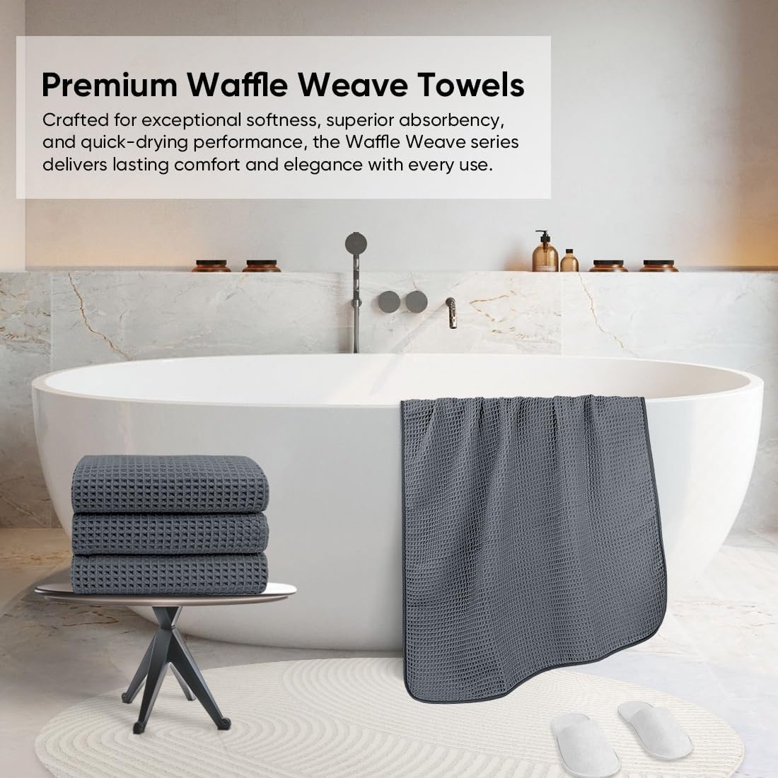 image:imageHOMEXCEL Bath Towels 2PK Microfiber Ultra Soft Bathroom Towel 27x54 inGrey