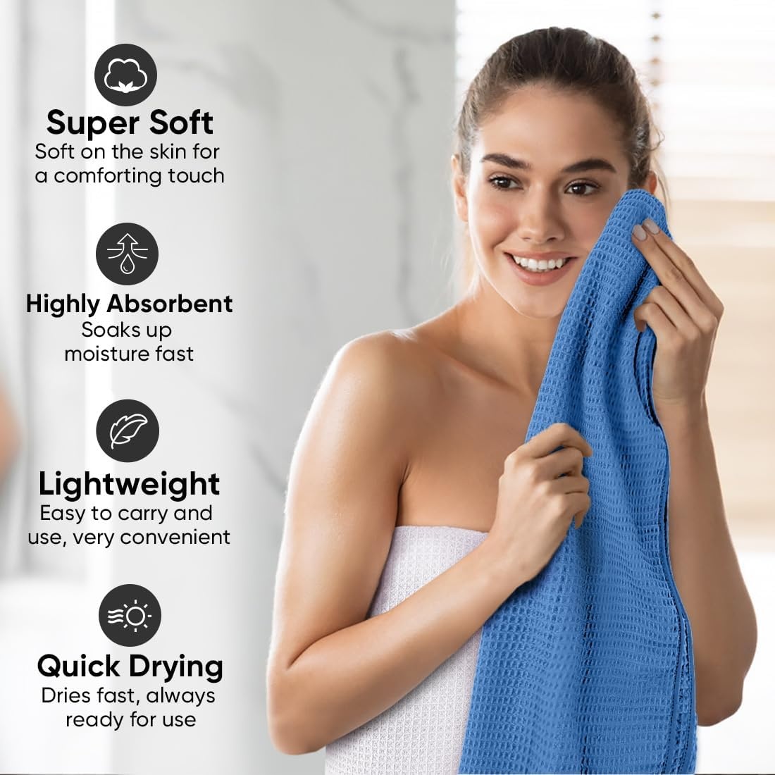 image:imageHOMEXCEL Bath Towels 2PK Microfiber Ultra Soft Bathroom Towel 27x54 inMulticolor