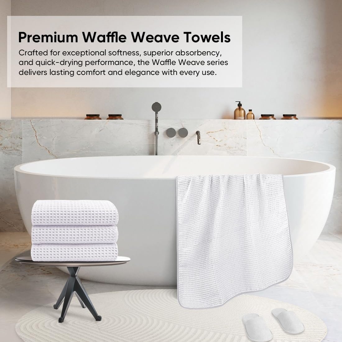 image:imageHOMEXCEL Bath Towels 2PK Microfiber Ultra Soft Bathroom Towel 27x54 inWhite