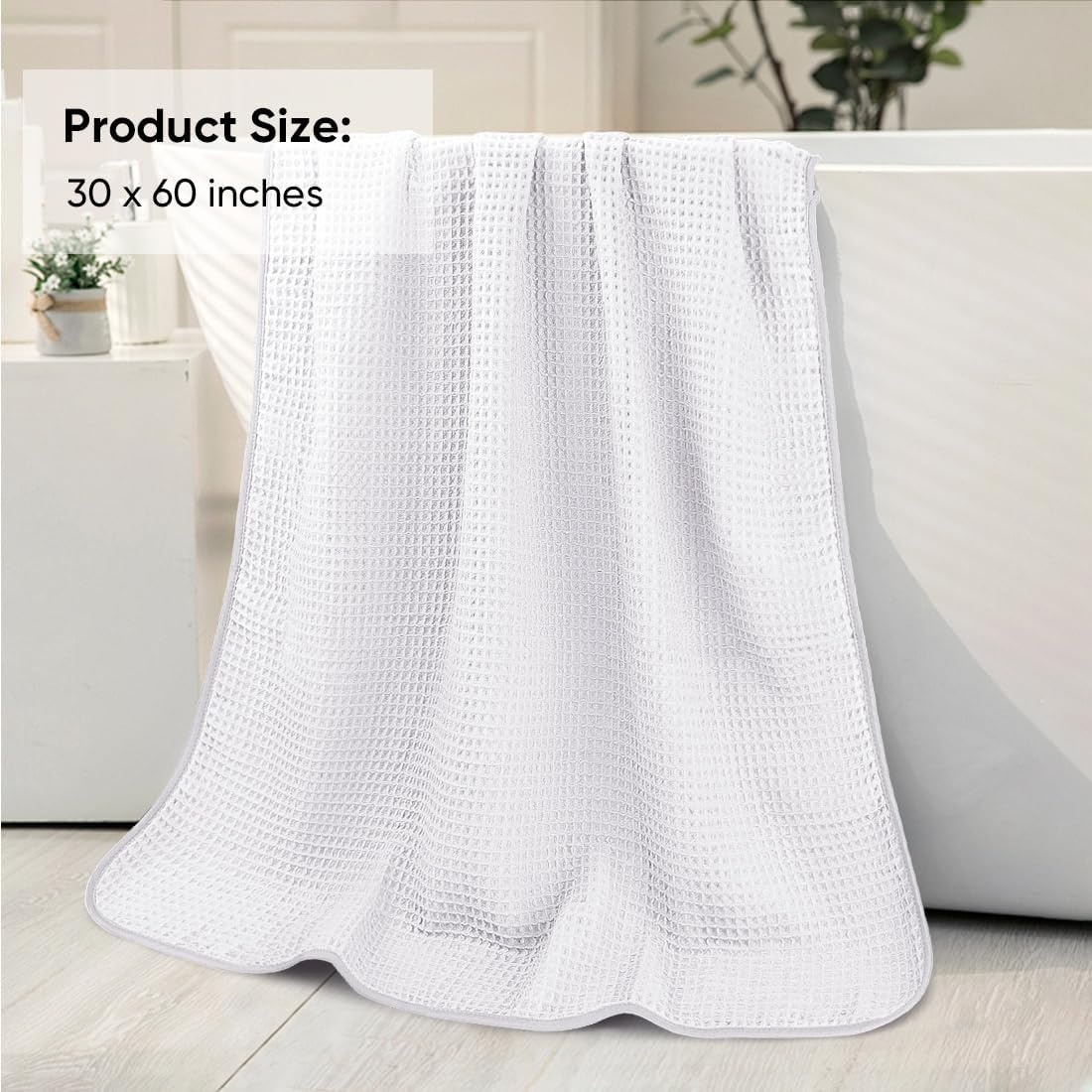 image:imageHOMEXCEL Bath Towels 2PK Microfiber Ultra Soft Bathroom Towel 27x54 inWhite
