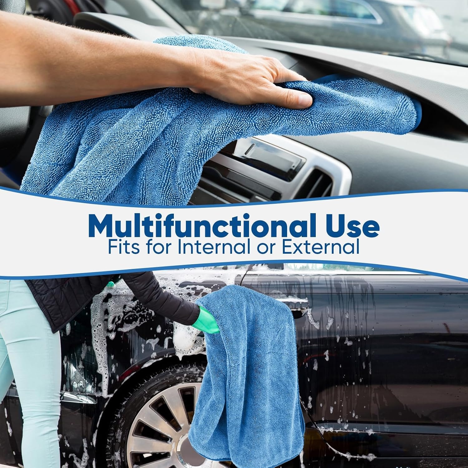 image:imageHOMEXCEL Car Drying Towel 36x 24 Microfiber Towels for Cars Trucks SUVBlue