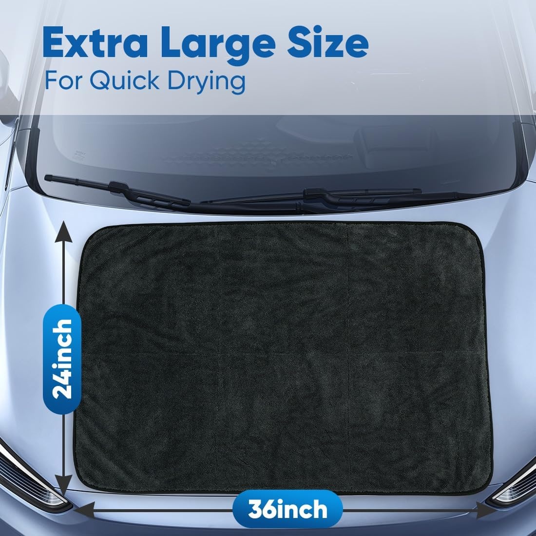 image:imageHOMEXCEL Car Drying Towel 36x 24 Microfiber Towels for Cars Trucks SUVDark Grey