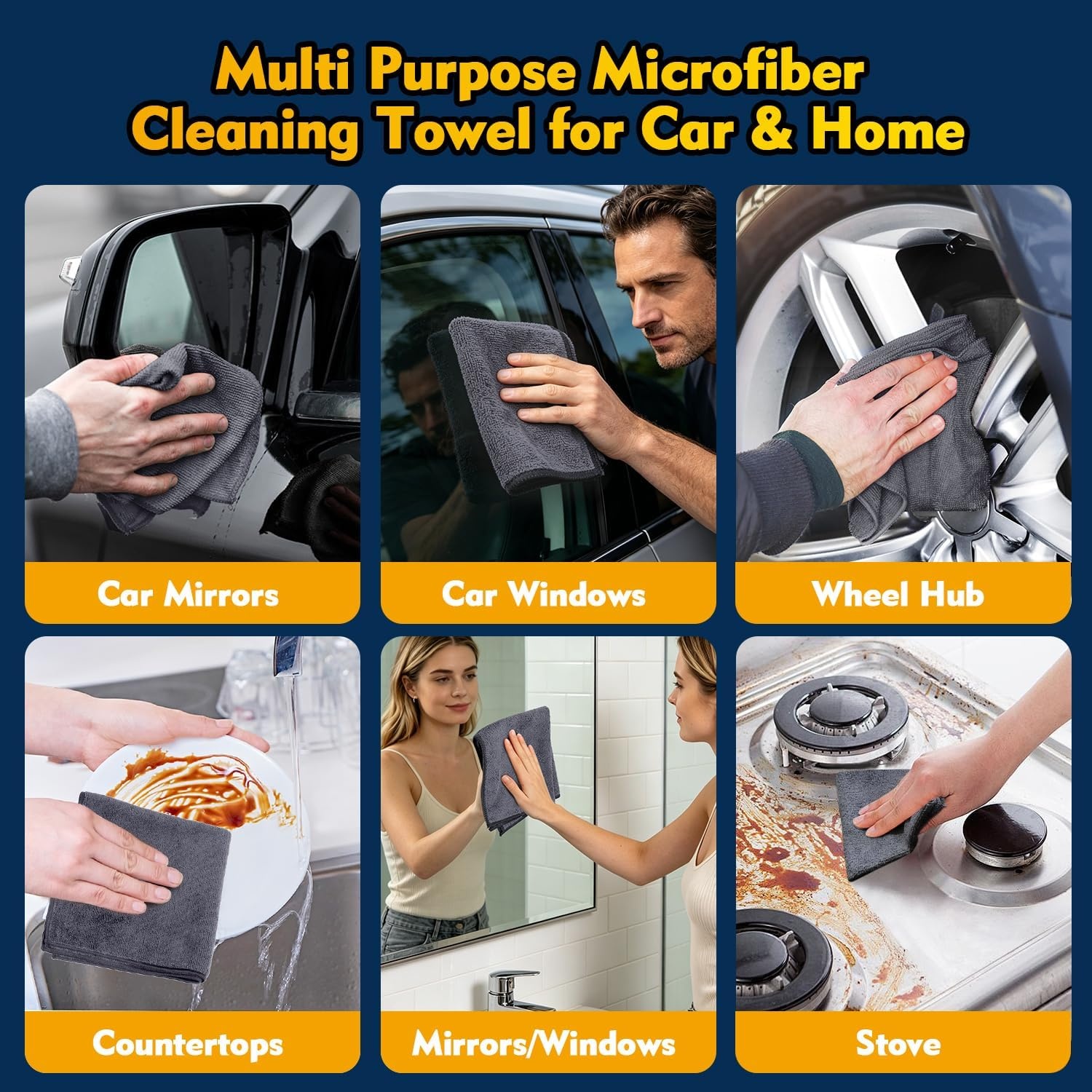 image:imageHOMEXCEL Car Drying Towel 36x 24 Microfiber Towels for Cars Trucks SUVGrey
