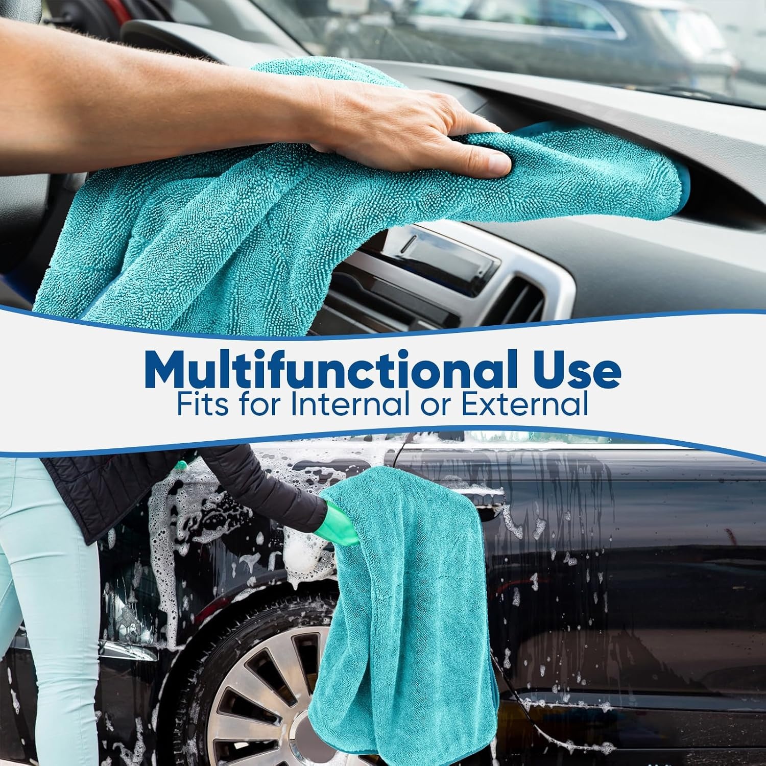 image:imageHOMEXCEL Car Drying Towel 36x 24 Microfiber Towels for Cars Trucks SUVLake Green