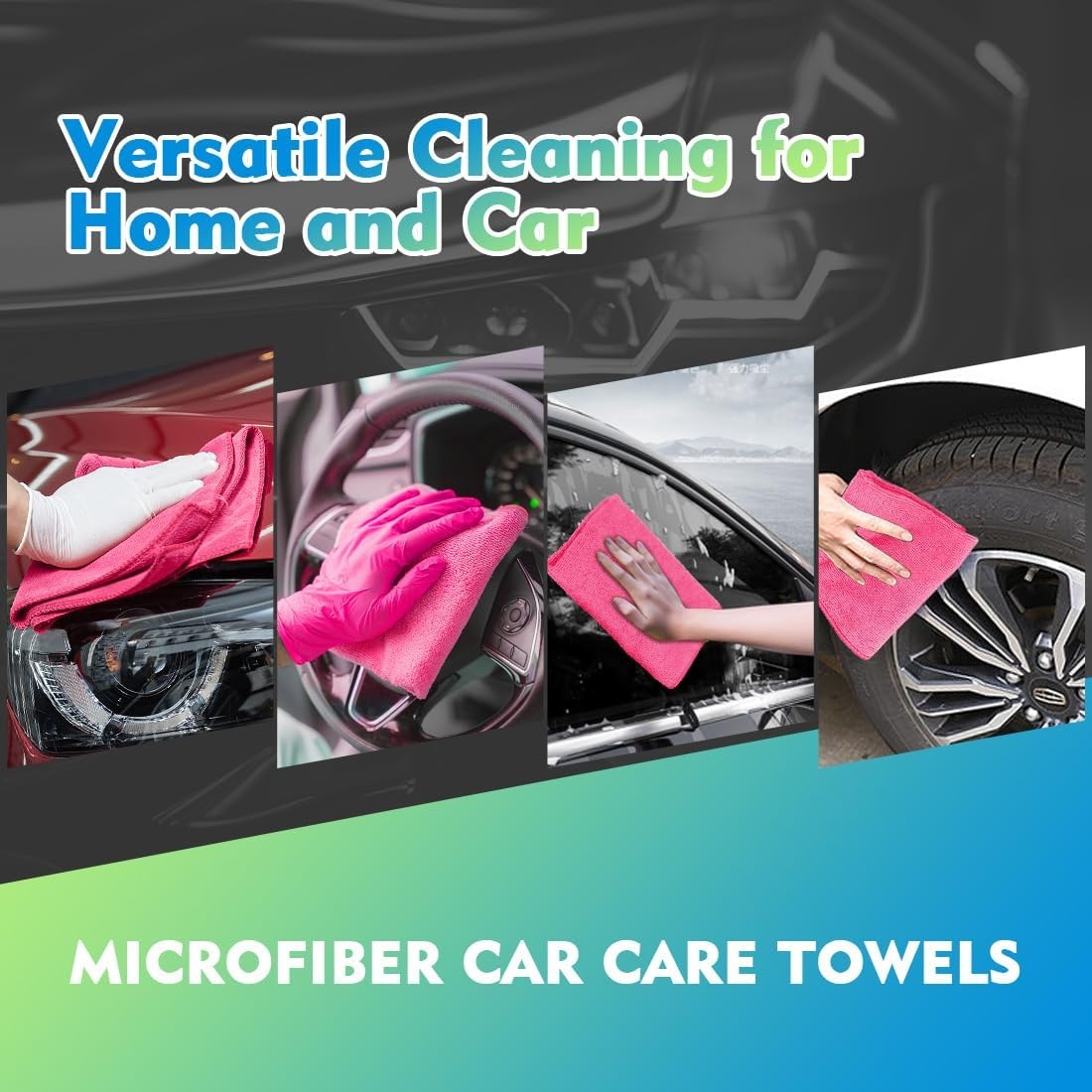image:imageHOMEXCEL Car Drying Towel 36x 24 Microfiber Towels for Cars Trucks SUVPink