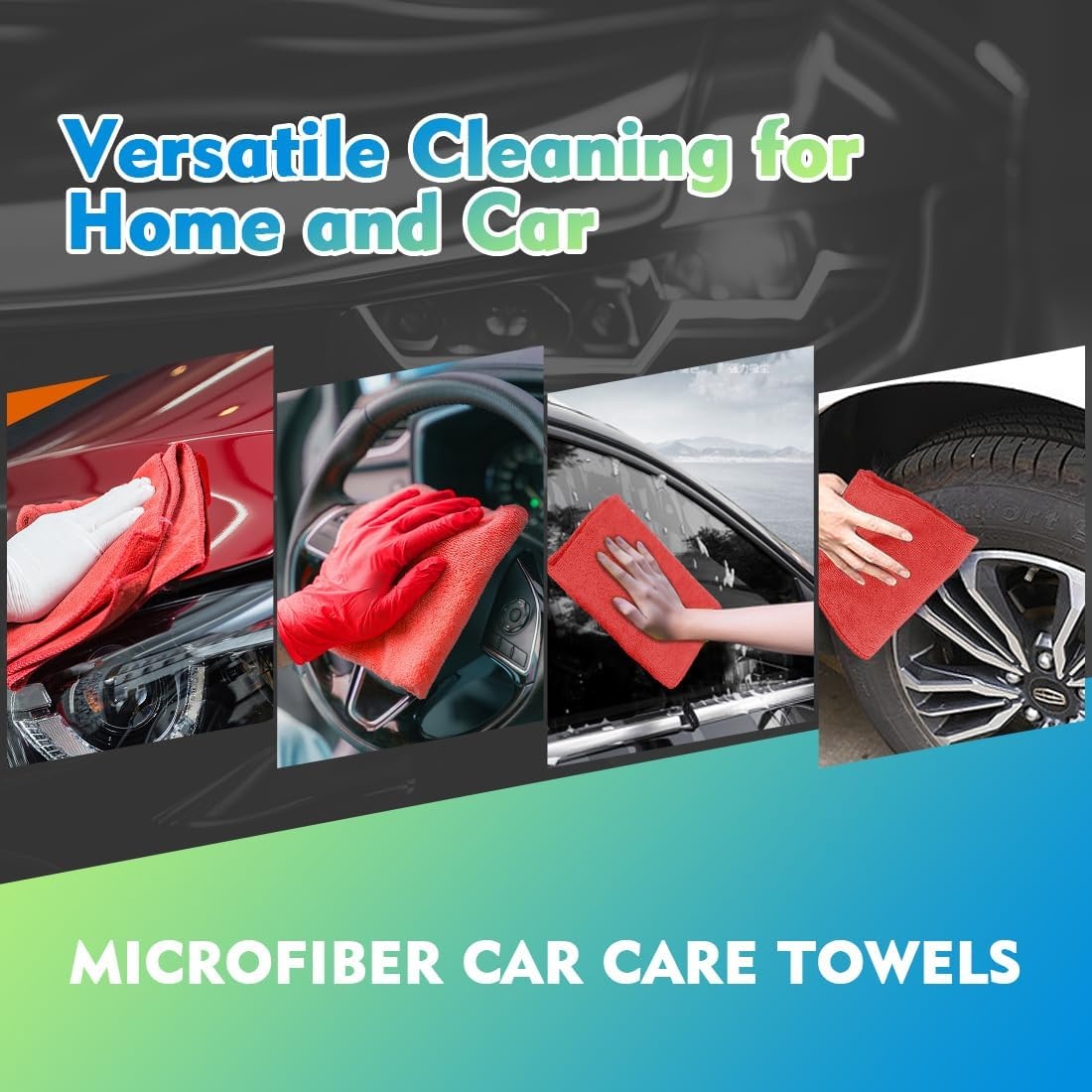 image:imageHOMEXCEL Car Drying Towel 36x 24 Microfiber Towels for Cars Trucks SUVRed