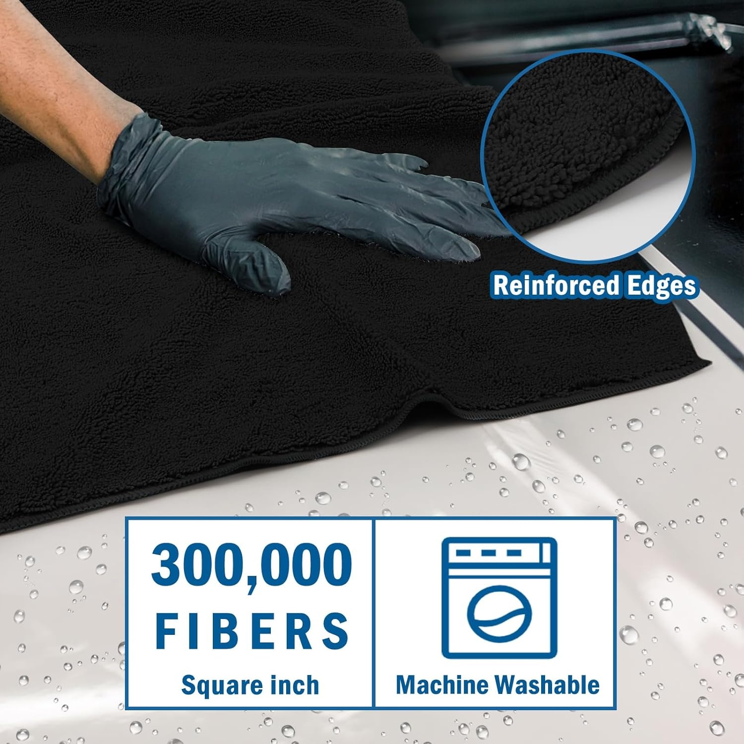 image:imageHOMEXCEL Professional Large Microfiber Car Drying Towels 2 Pack Lint Free Scratch Free Highly Absorbent Drying Towel for Cars SUVs RVs Trucks and Boats31 x 24GreyBlack