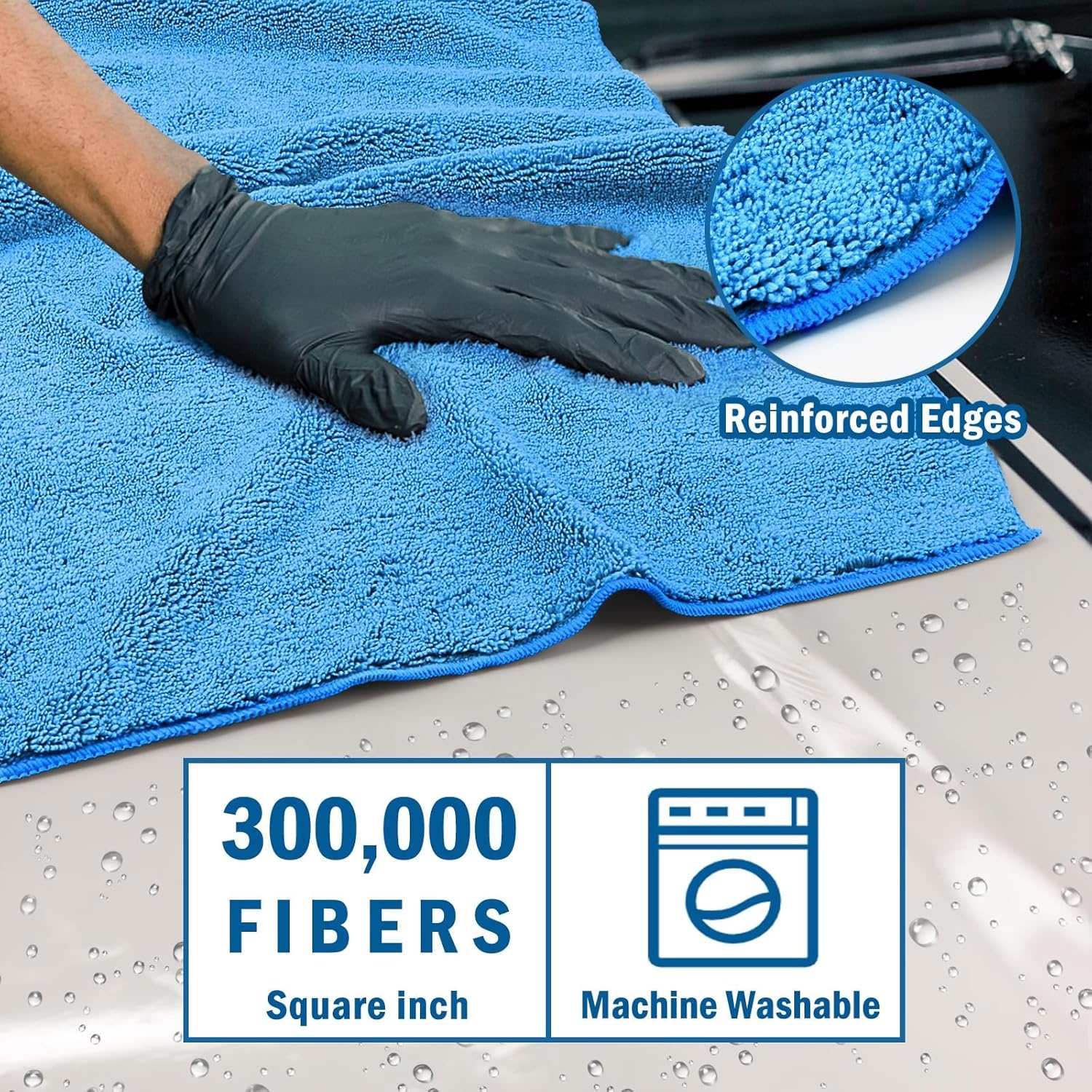 image:imageHOMEXCEL Professional Large Microfiber Car Drying Towels 2 Pack Lint Free Scratch Free Highly Absorbent Drying Towel for Cars SUVs RVs Trucks and Boats31 x 24GreyBlue